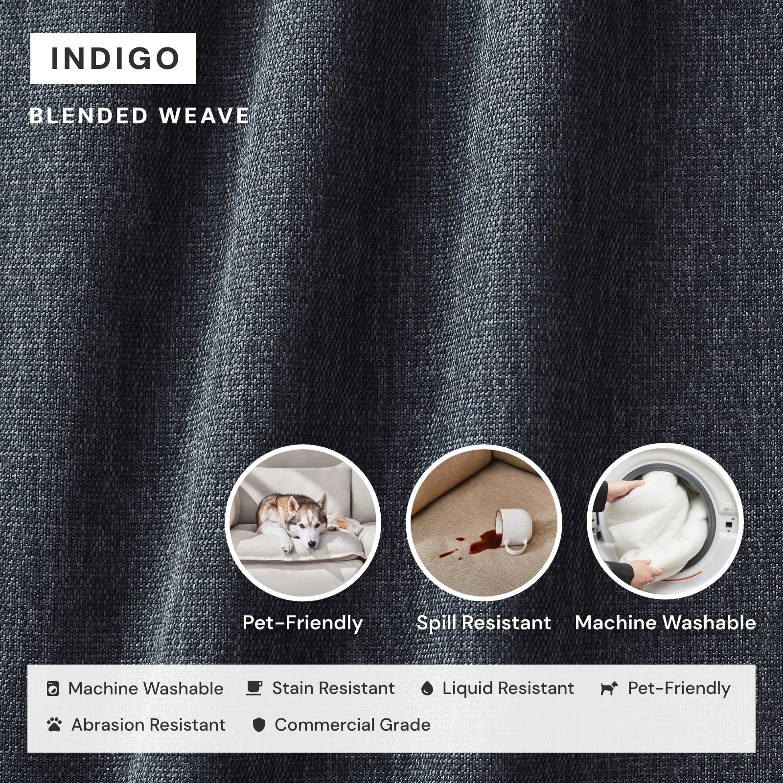 Elevate Comfort Layer Set for 5-Seater Open-Ends Corner Sectional | Blended Weave in Indigo - Image 6