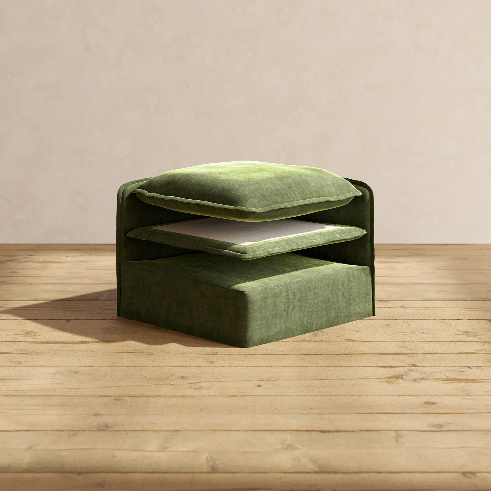 Elevate Comfort Layer Set for 7-Seater Open-Ends U-Sectional + Bench Ottoman | Luxury Velvet in Olive
