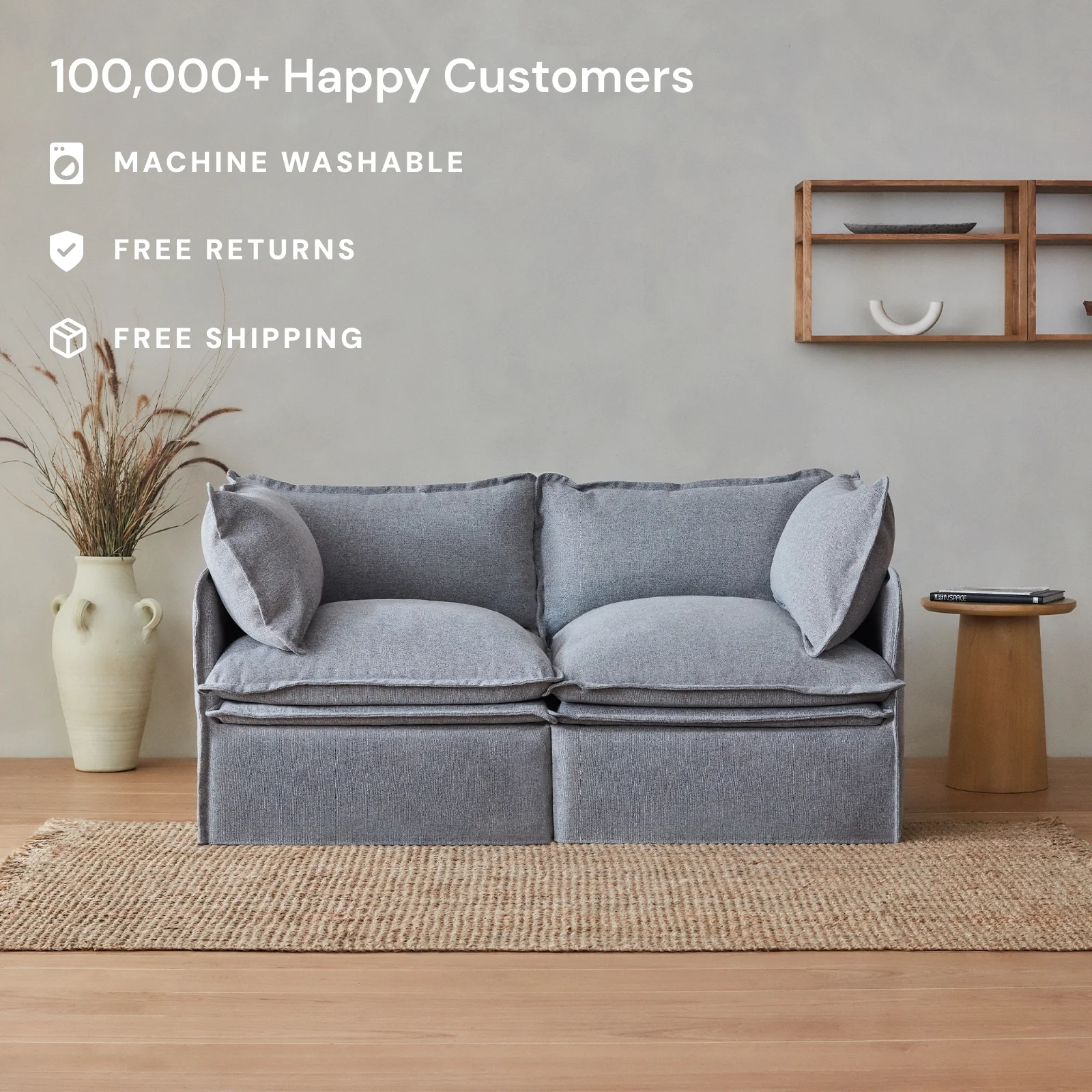 Elevate Comfort Layer Set for 7-Seater Open-Ends U-Sectional + Bench Ottoman | Luxury Velvet in Toffee - Image 2