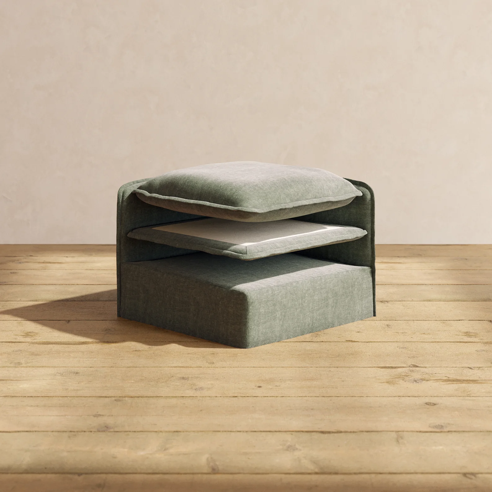 Elevate Comfort Layer Set for 7-Seater U-Sectional + Bench Ottoman | Heirloom Velvet in Willow