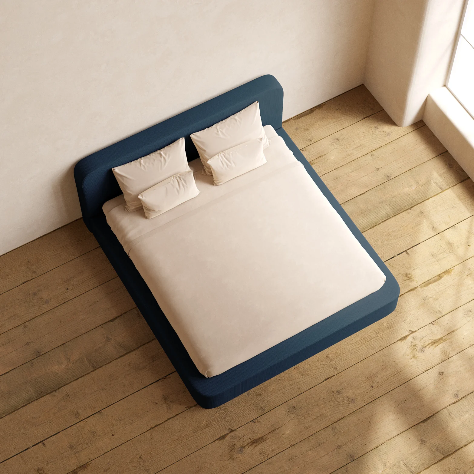 King Upholstered Platform Bed + Headboard | Mizu Weave in Sumi - Image 8