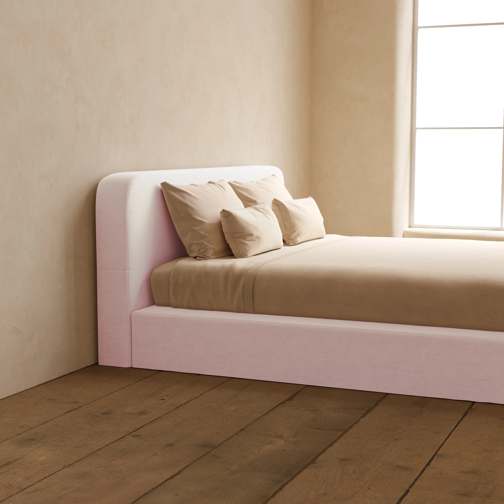 King Upholstered Platform Bed + Headboard | Mod Velvet in Coco - Image 7