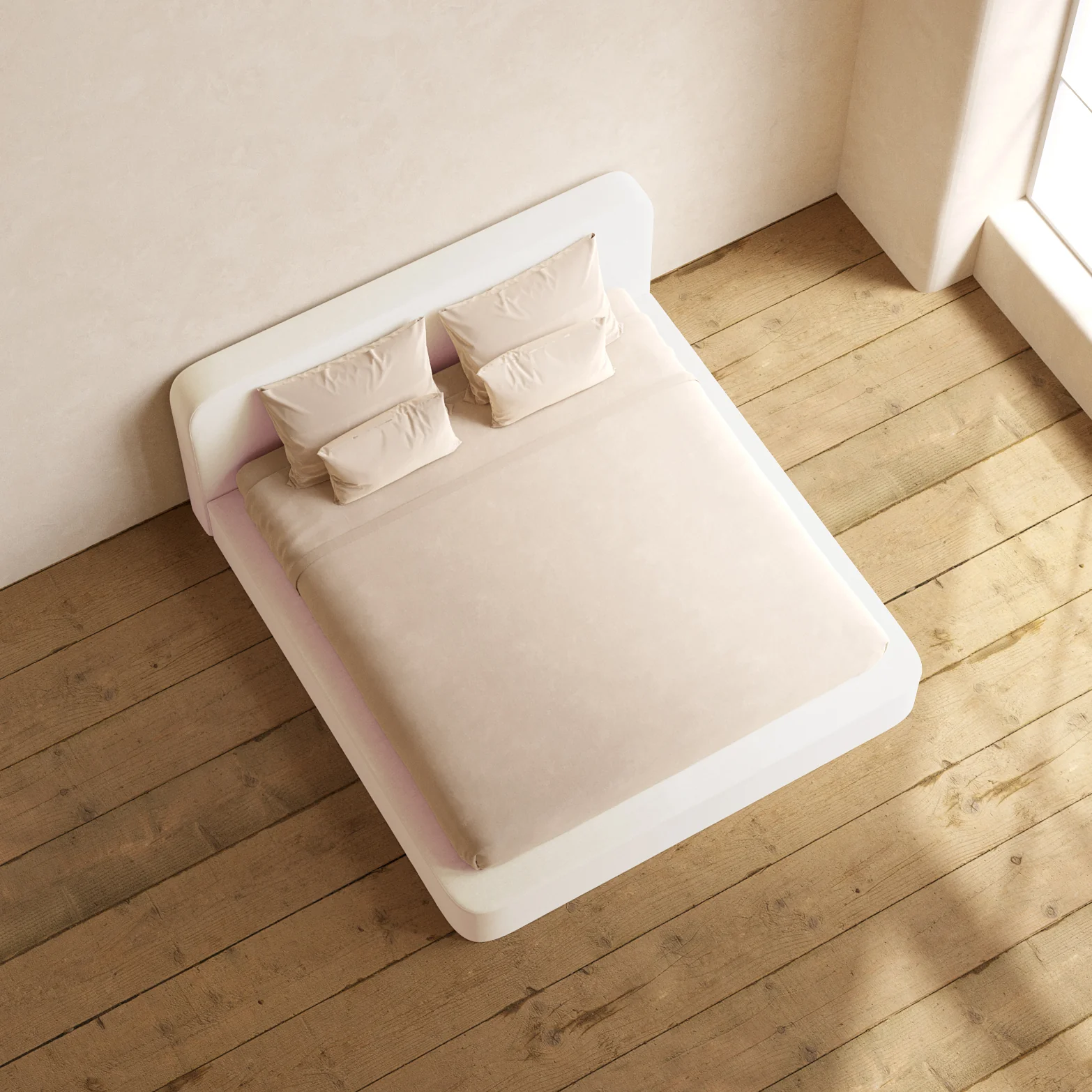King Upholstered Platform Bed + Headboard | Mod Velvet in Coco - Image 8