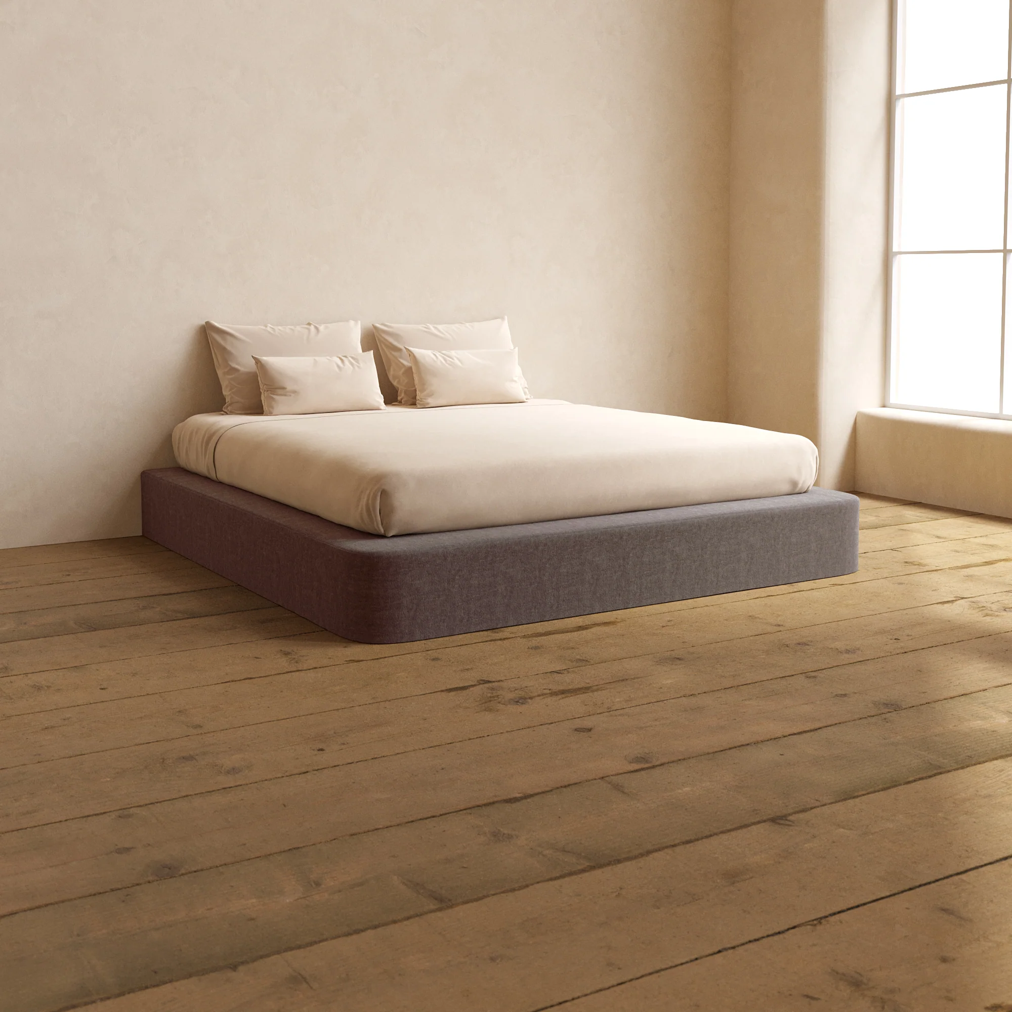 King Upholstered Platform Bed | Heirloom Velvet in Caviar