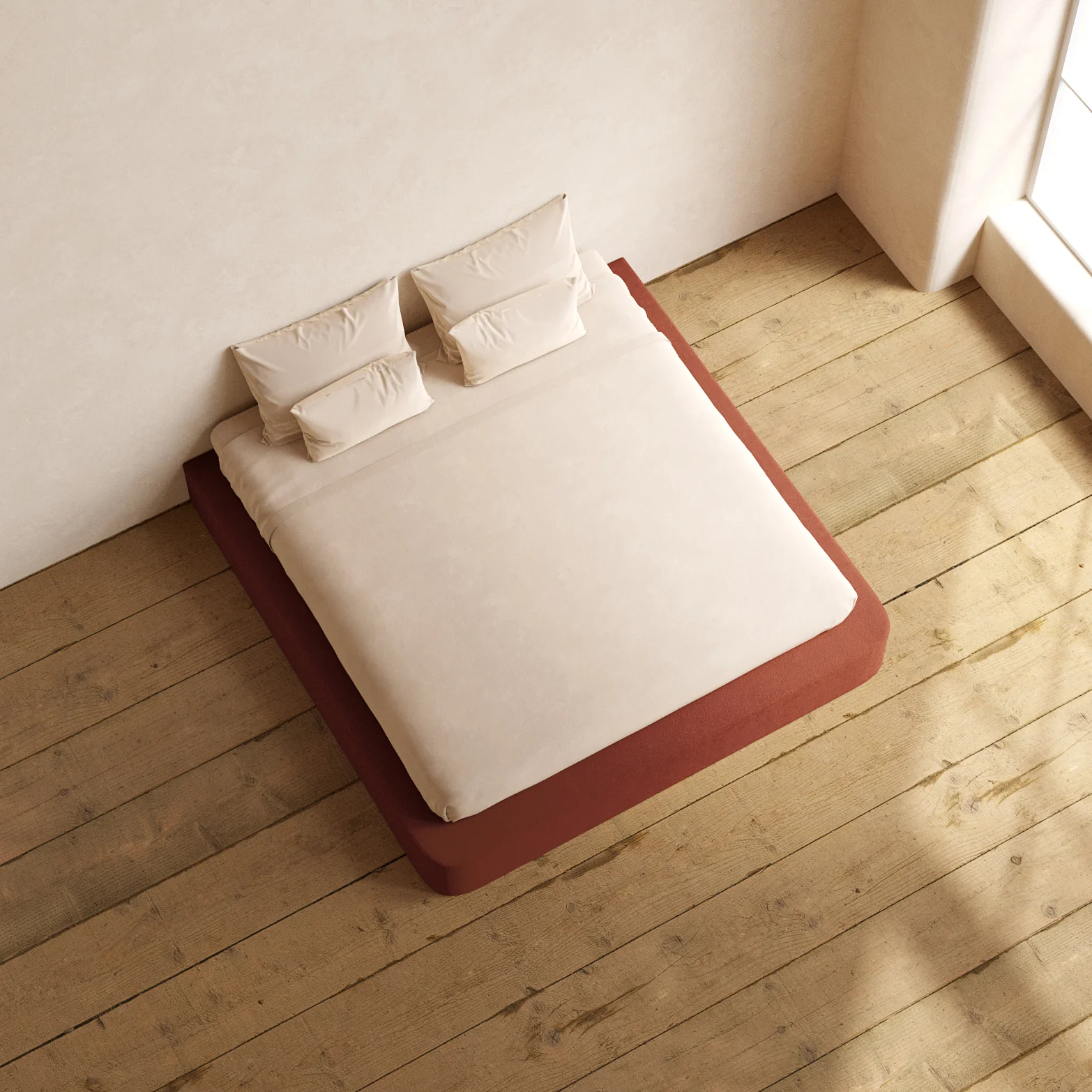 King Upholstered Platform Bed | Knit Velvet in Rust - Image 8
