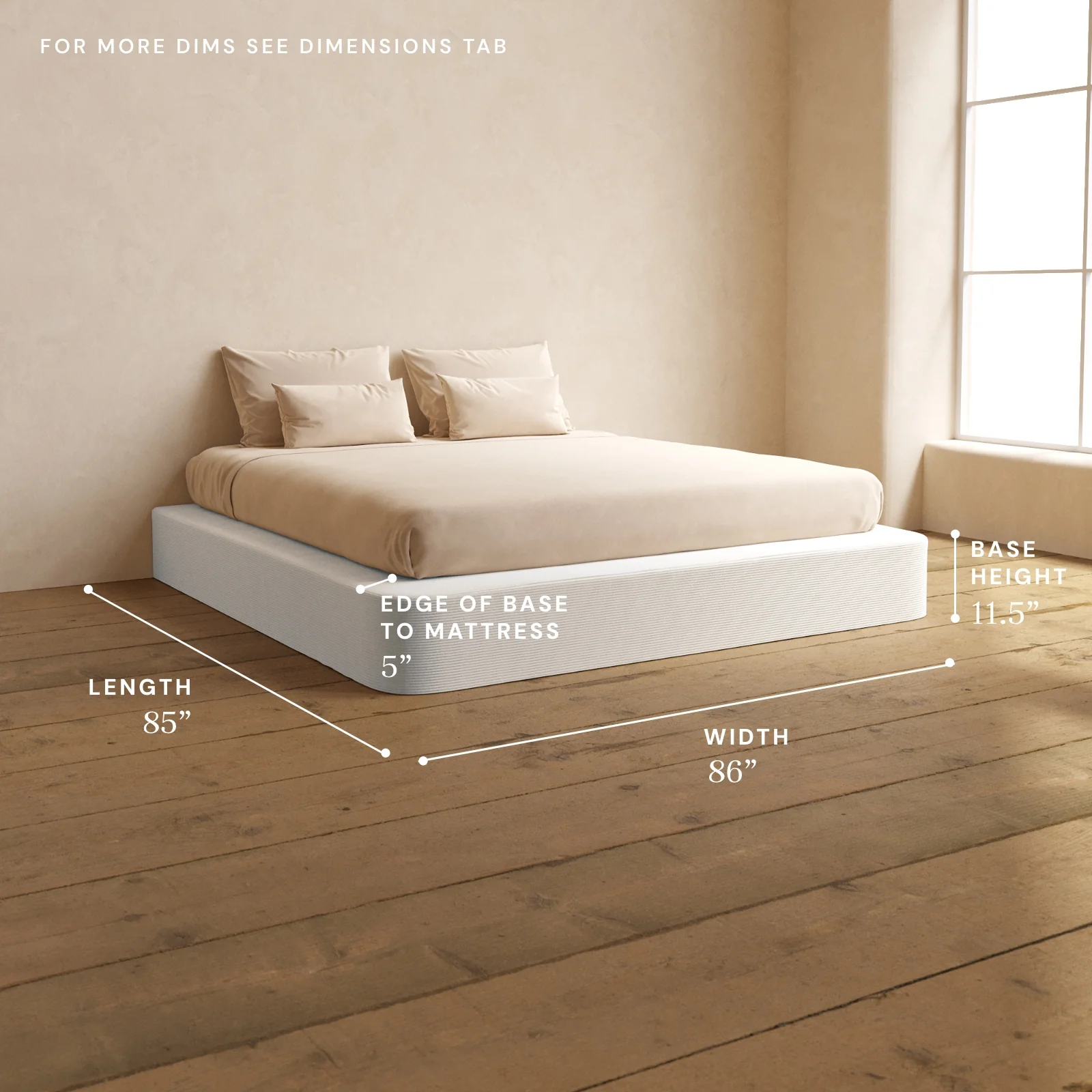 King Upholstered Platform Bed | Luxe Corduroy in Milk - Image 5