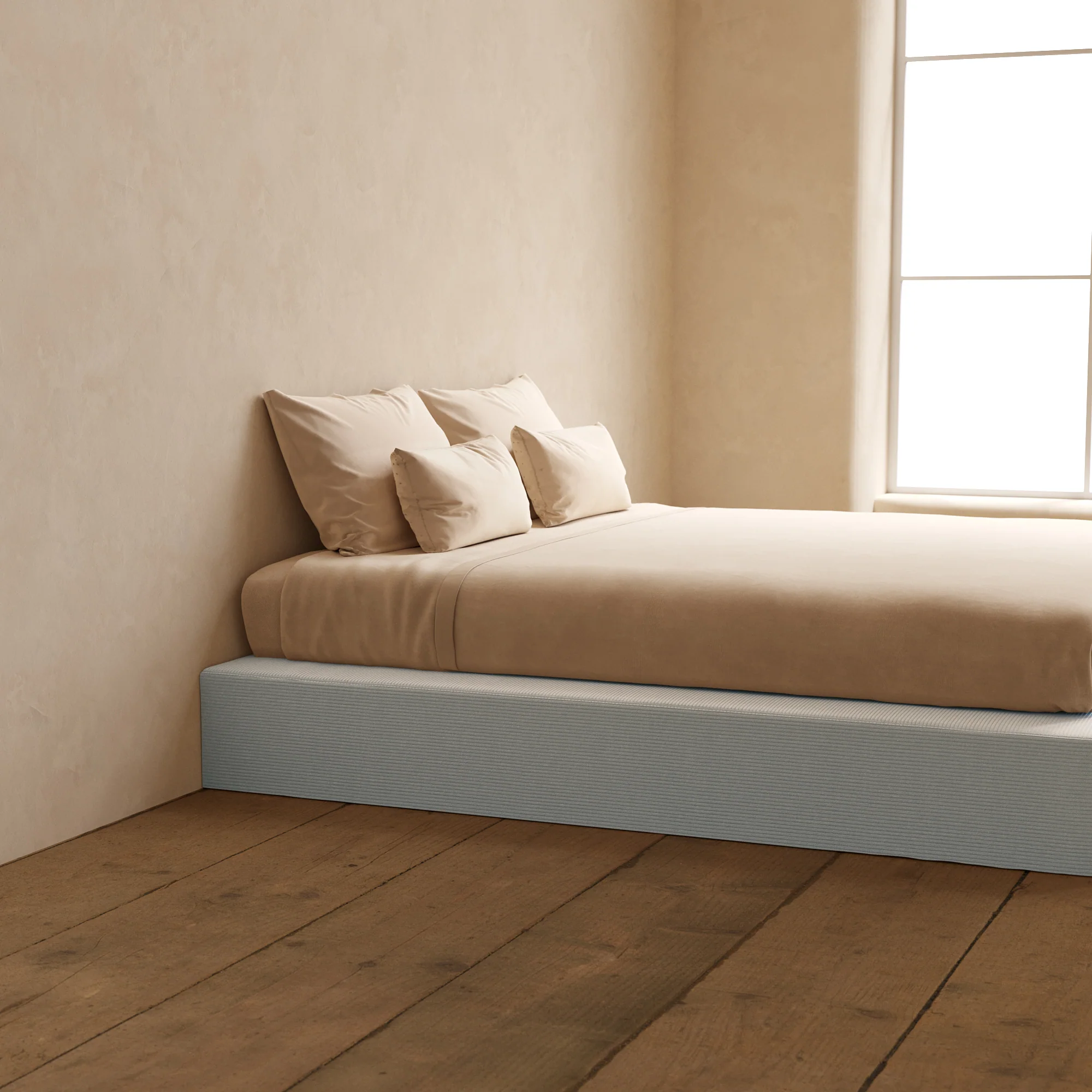 King Upholstered Platform Bed | Luxe Corduroy in Milk - Image 7