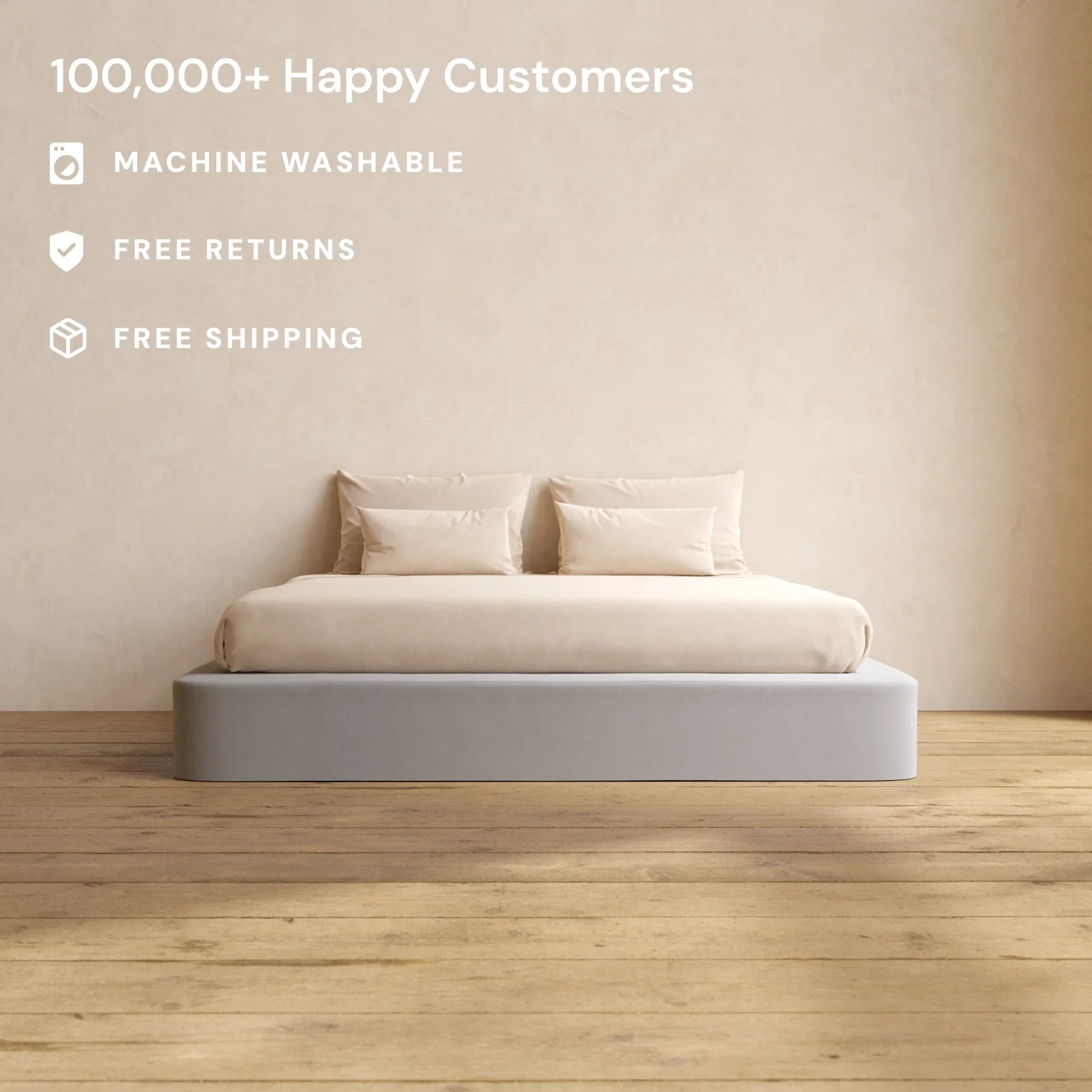 King Upholstered Platform Bed | Micro Chenille in Pumice - Image 2