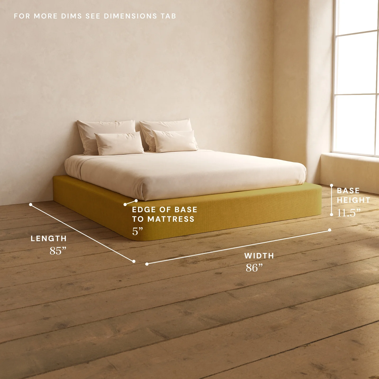 King Upholstered Platform Bed | Mizu Weave in Kiiro - Image 5