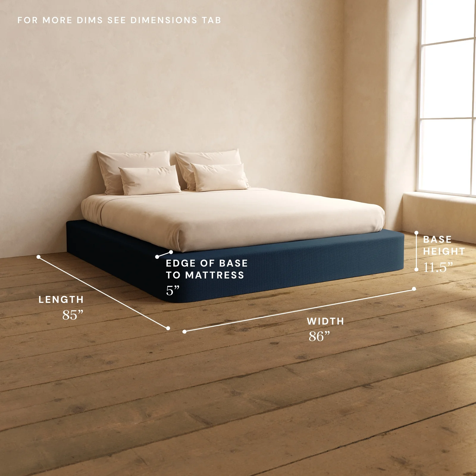 King Upholstered Platform Bed | Mizu Weave in Sumi - Image 5