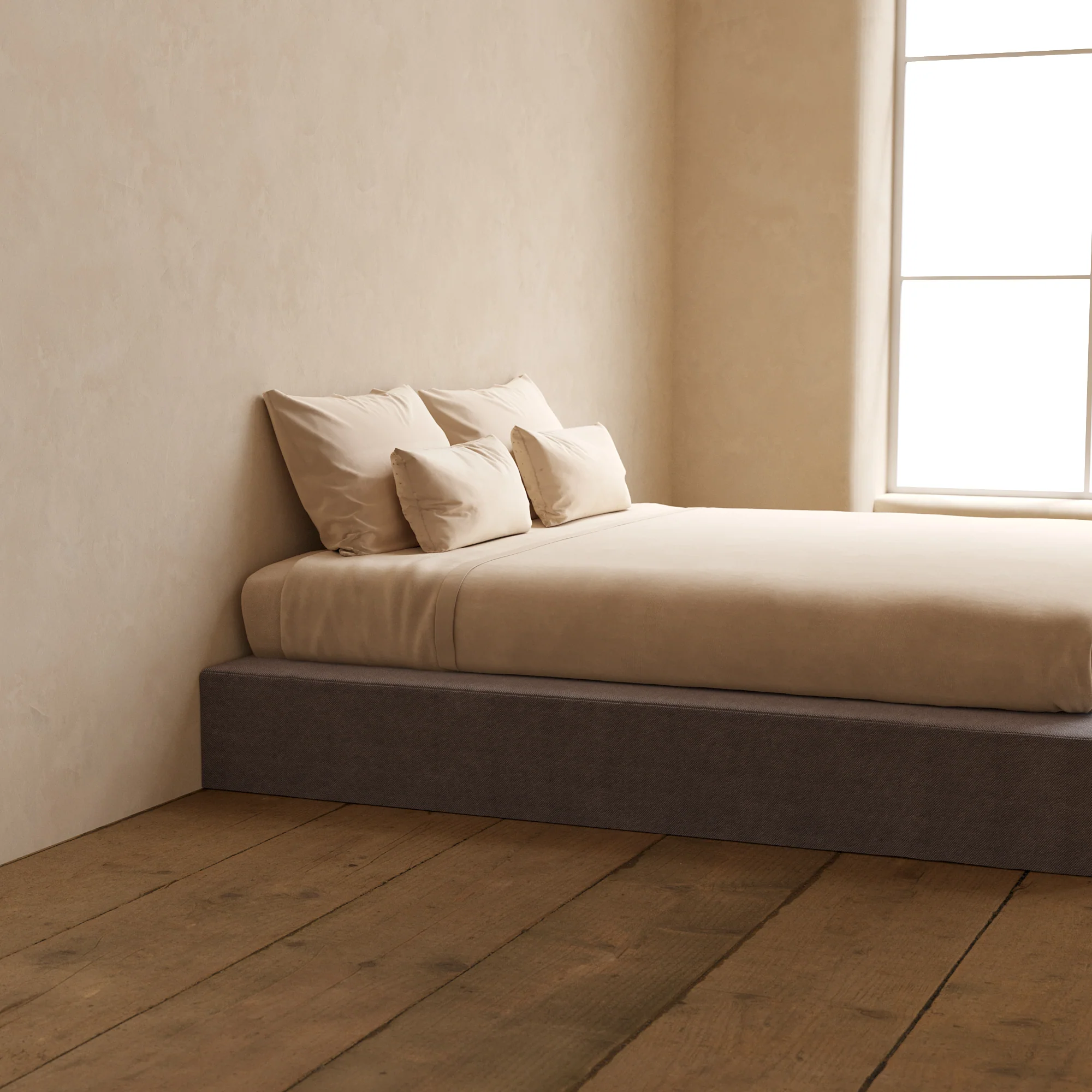 King Upholstered Platform Bed | Plush Weave in Ash - Image 7