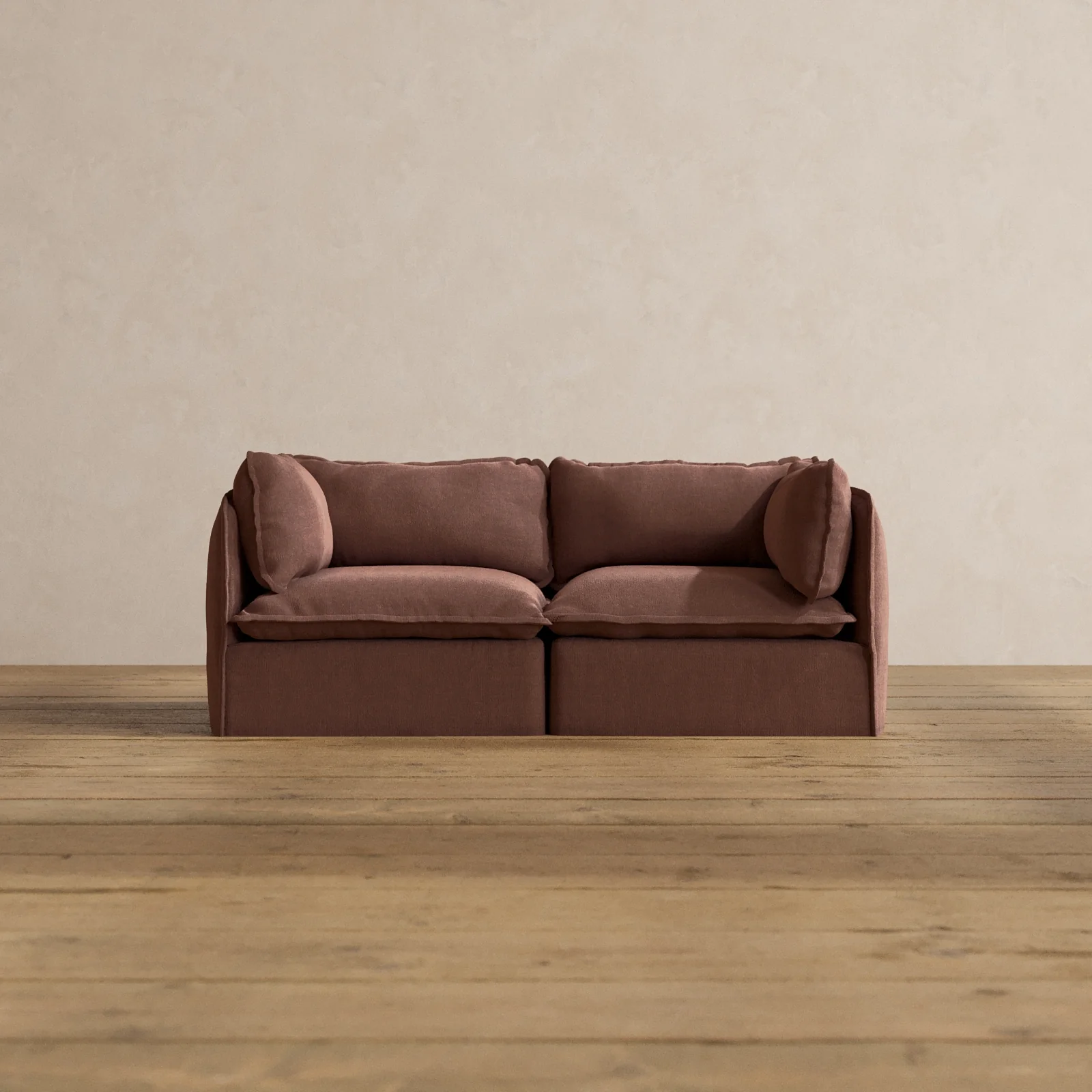 Modular Washable 2-Seater in Chestnut | Deluxe+ Seat | Cloud Pillow