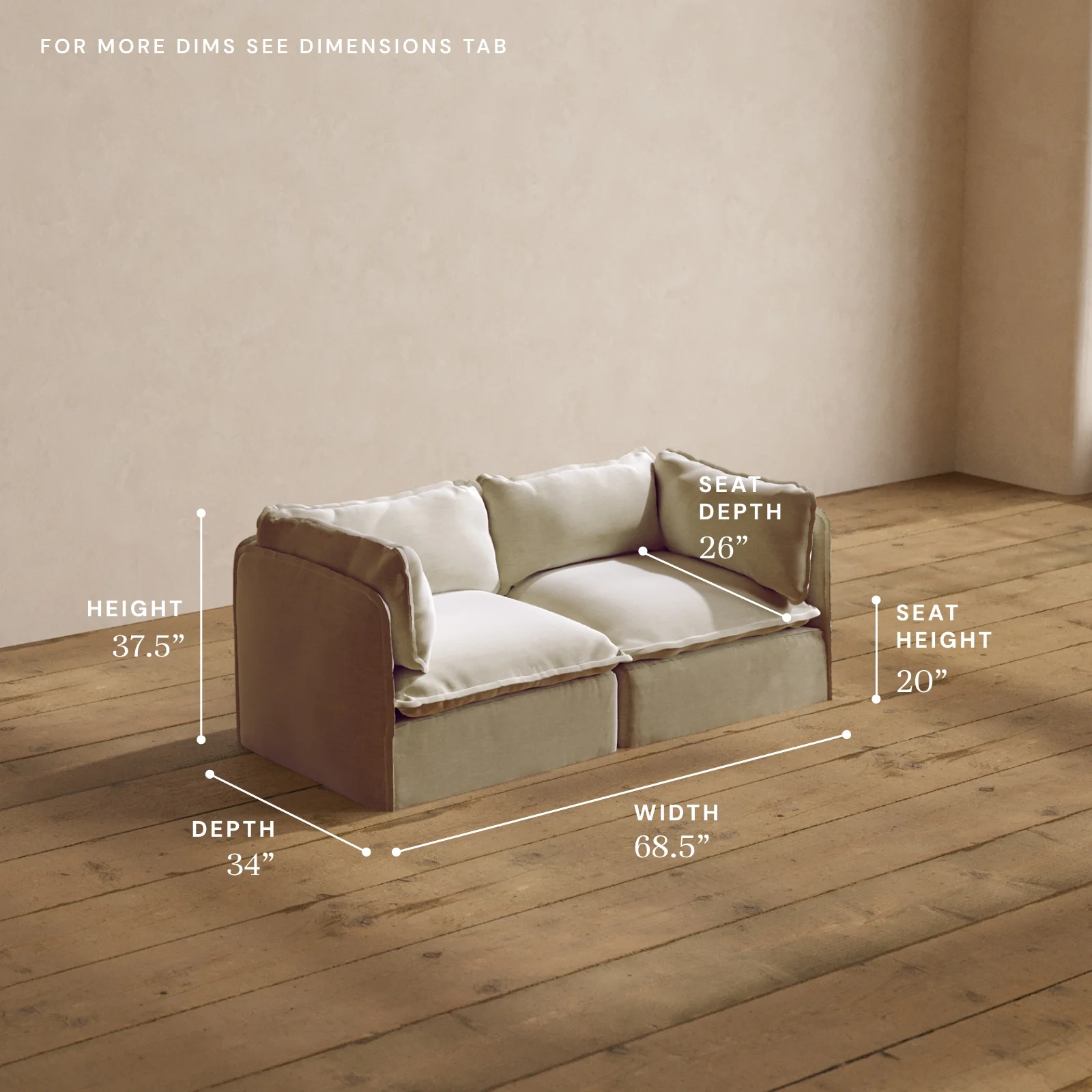 Modular Washable 2-Seater in Coco | Deluxe+ Seat | Cloud Pillow - Image 5