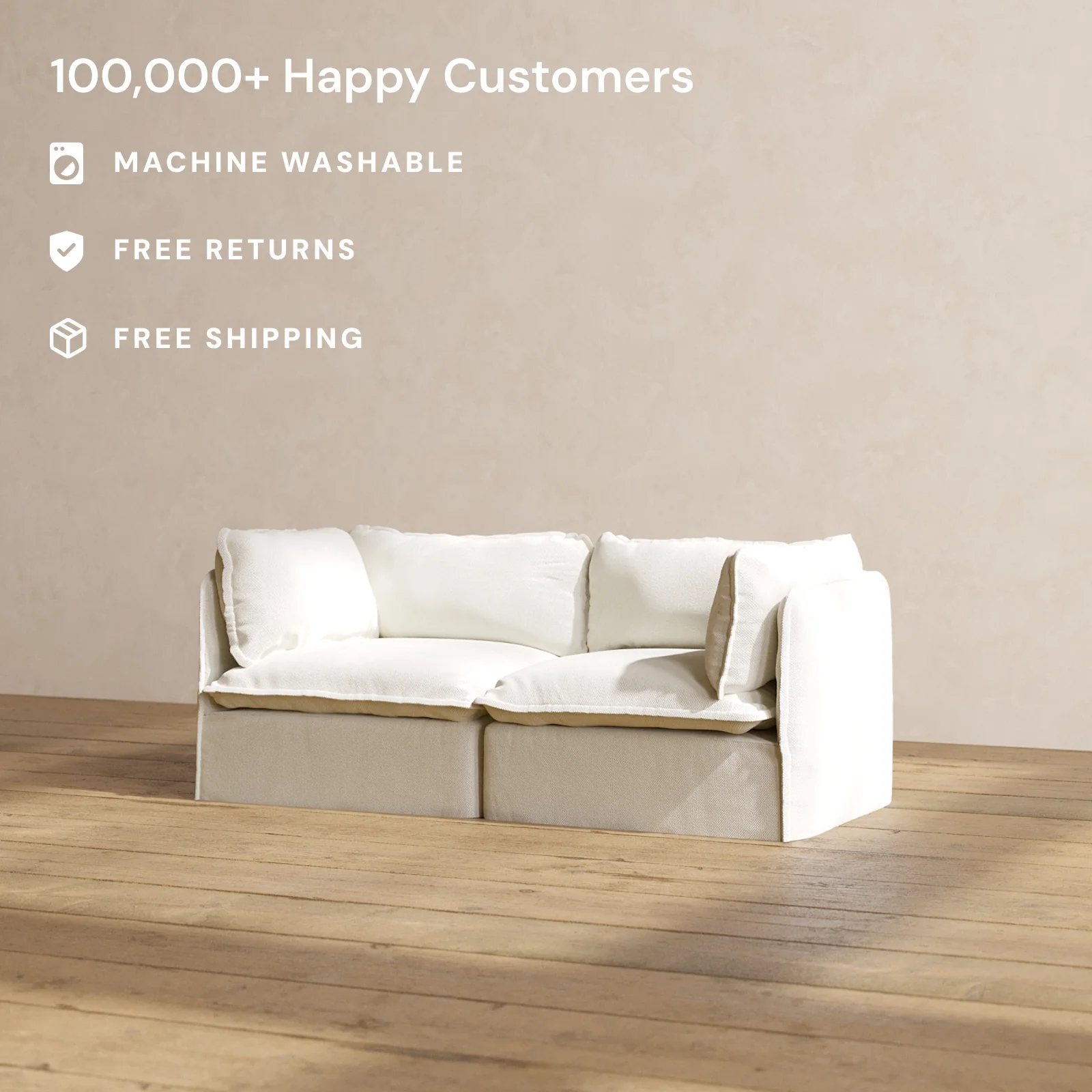 Modular Washable 2-Seater in Eggshell | Memorix+ Seat | Contour Pillow - Image 2