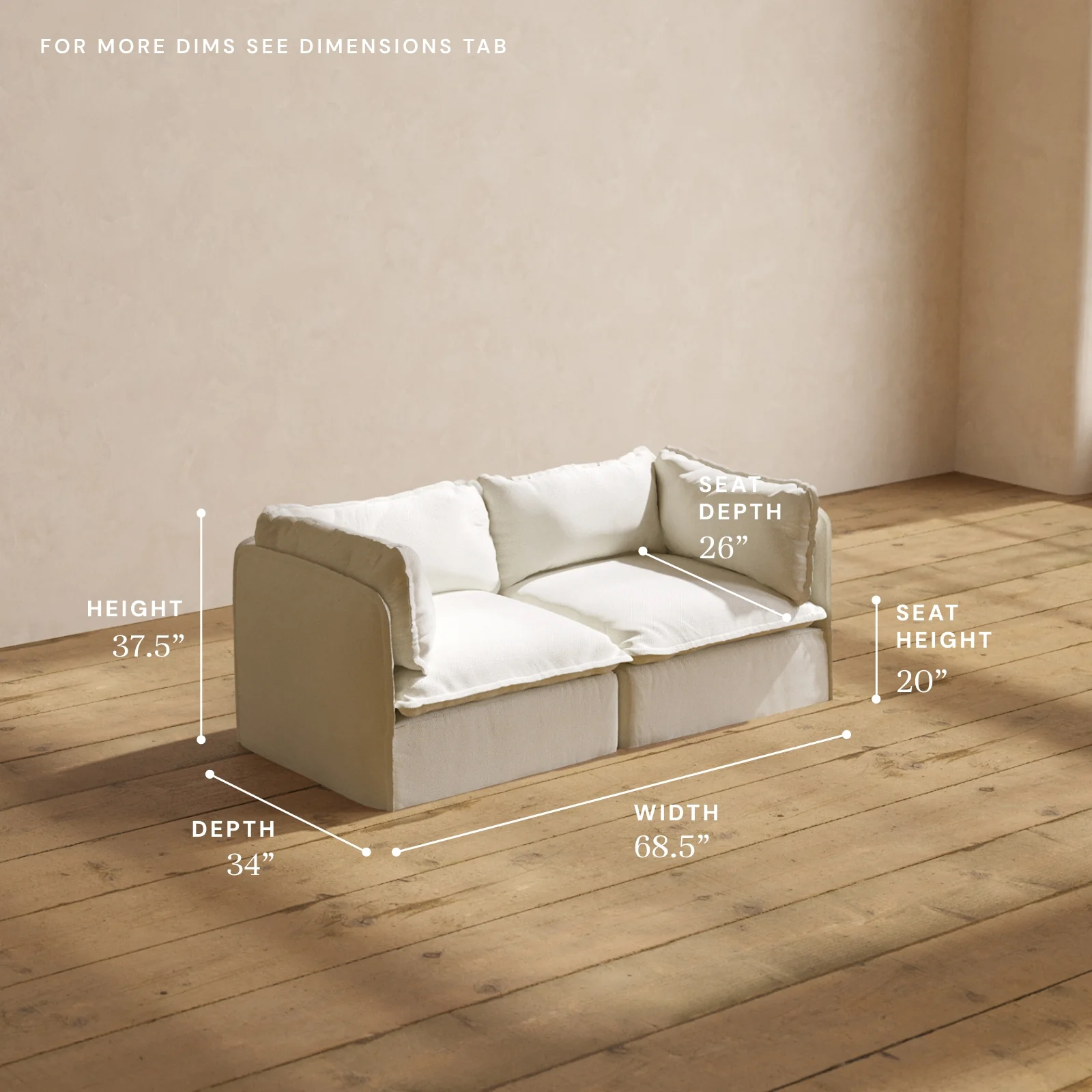 Modular Washable 2-Seater in Eggshell | Memorix+ Seat | Contour Pillow - Image 5
