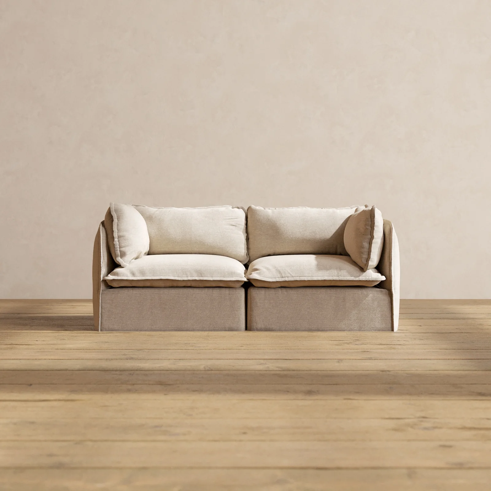 Modular Washable 2-Seater in Oat | Deluxe+ Seat | Cloud Pillow