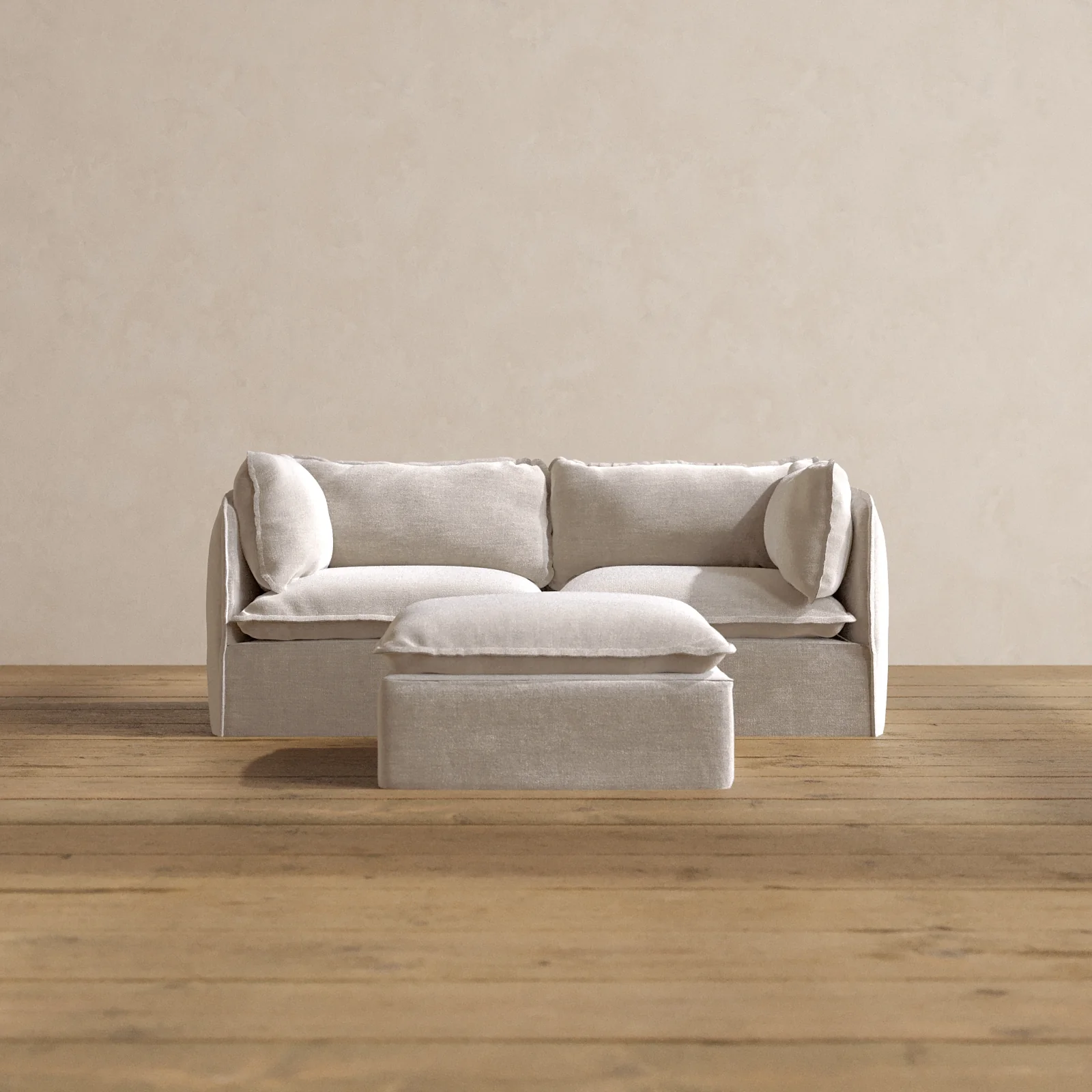 Modular Washable 2-Seater + Ottoman in Mist | Memorix+ Seat | Contour Pillow