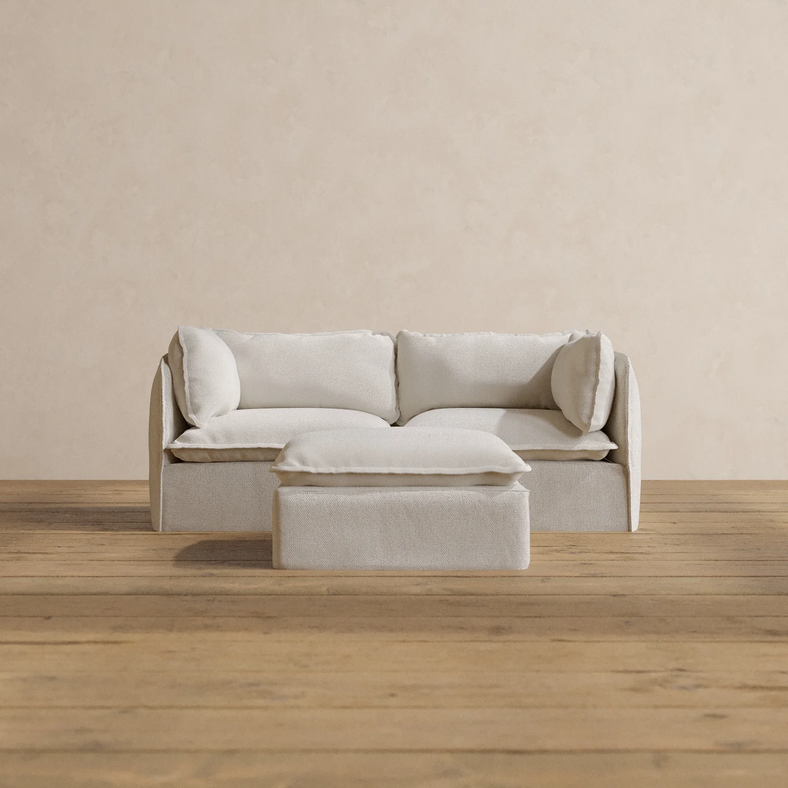 Modular Washable 2-Seater + Ottoman in Powder | Memorix+ Seat | Contour Pillow