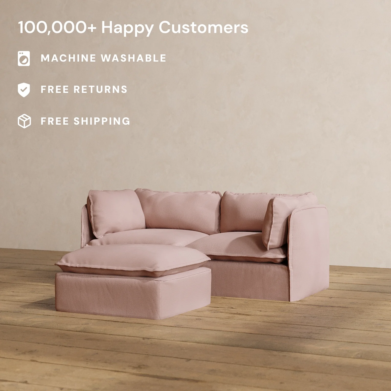 Modular Washable 2-Seater + Ottoman in Sakura | Memorix+ Seat | Contour Pillow - Image 2