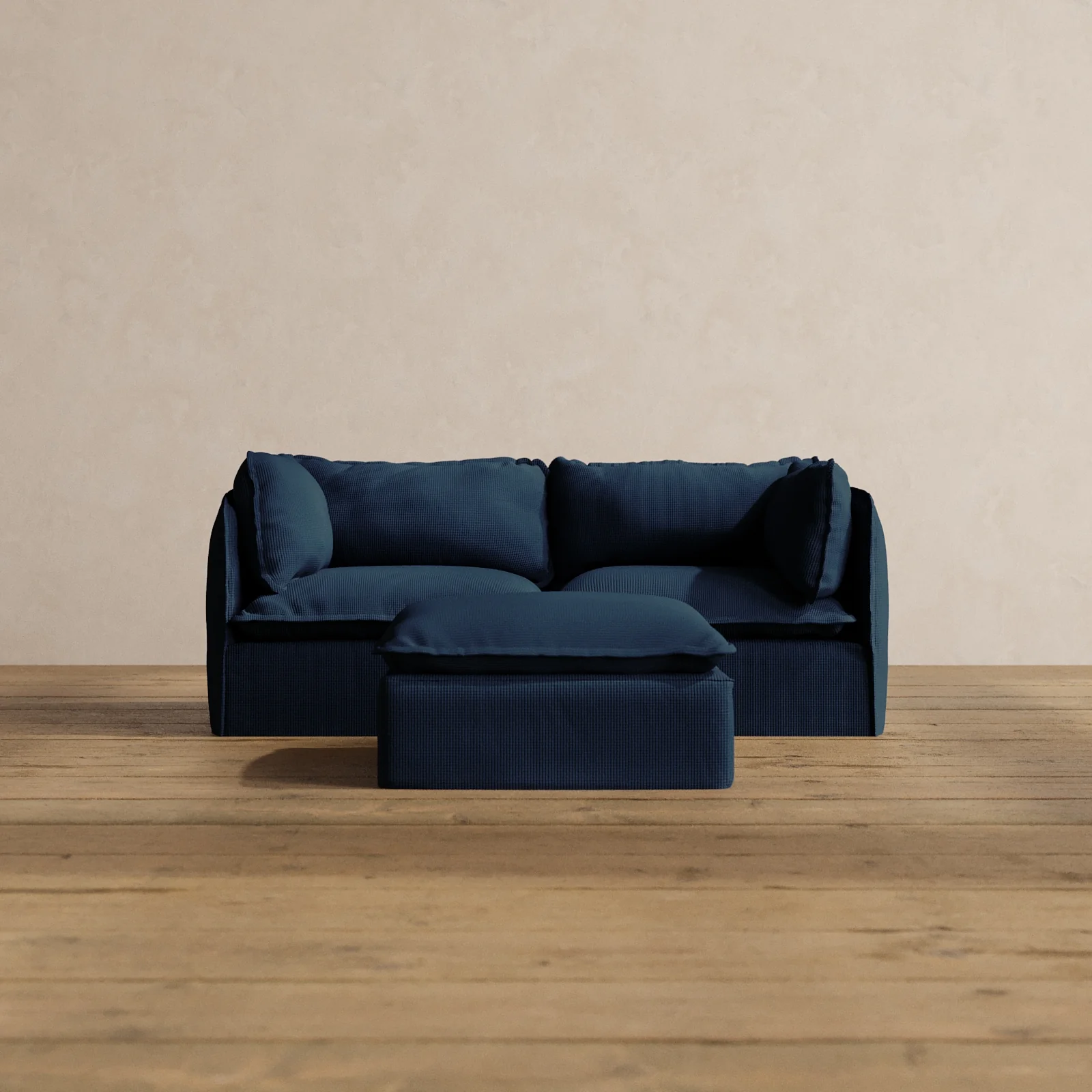 Modular Washable 2-Seater + Ottoman in Sumi | Memorix+ Seat | Contour Pillow