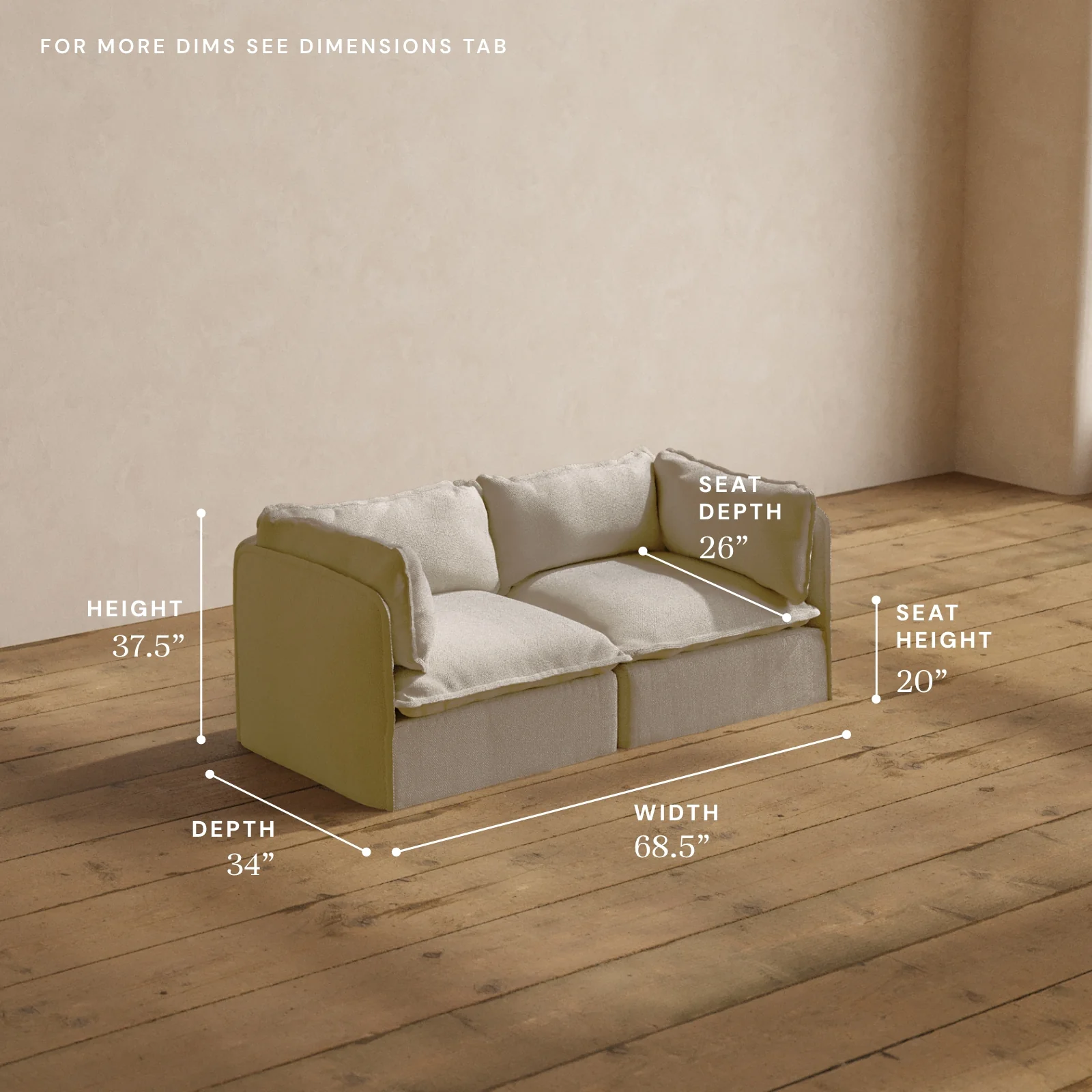 Modular Washable 2-Seater in Powder | Memorix+ Seat | Contour Pillow - Image 5