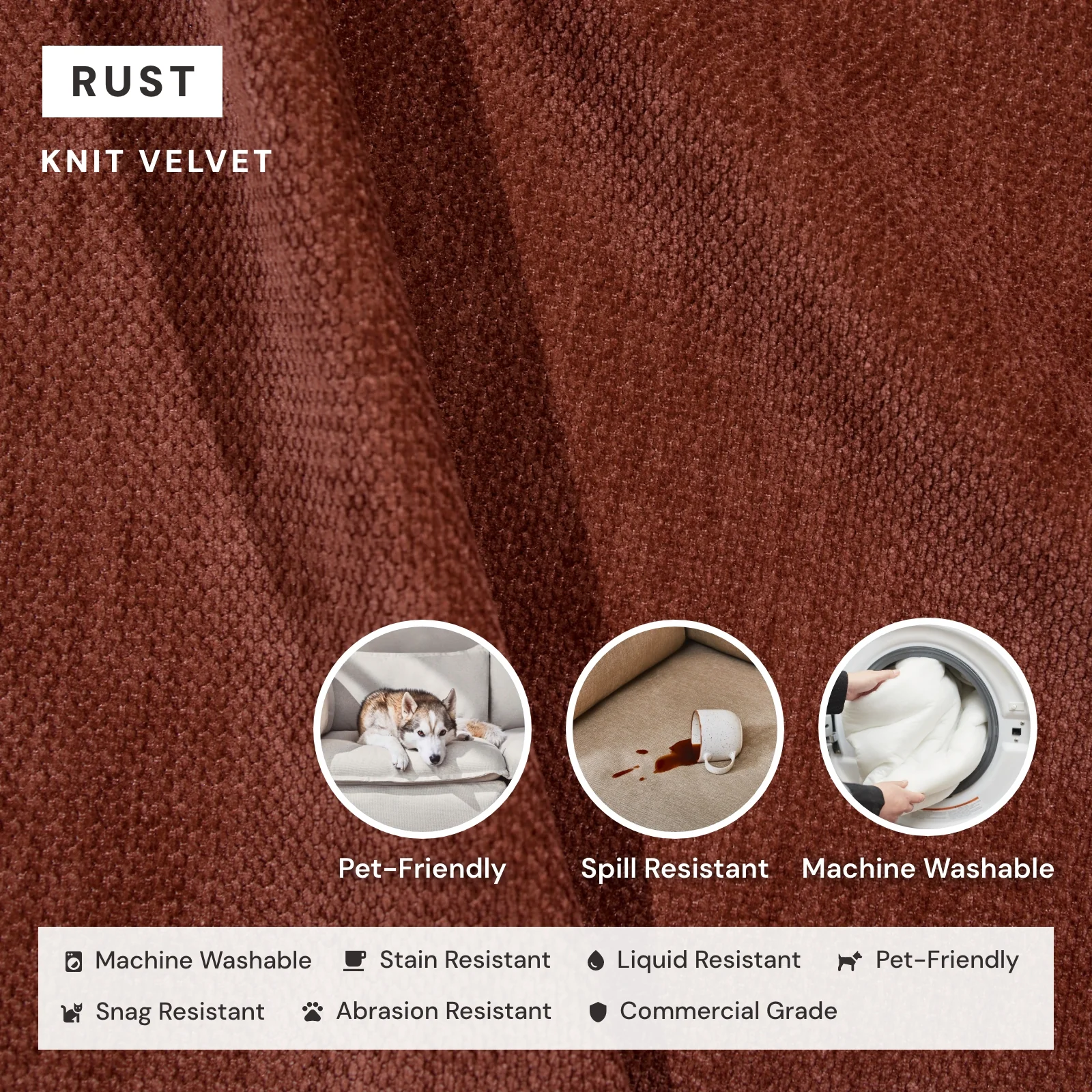 Modular Washable 2-Seater in Rust | Deluxe+ Seat | Cloud Pillow - Image 3