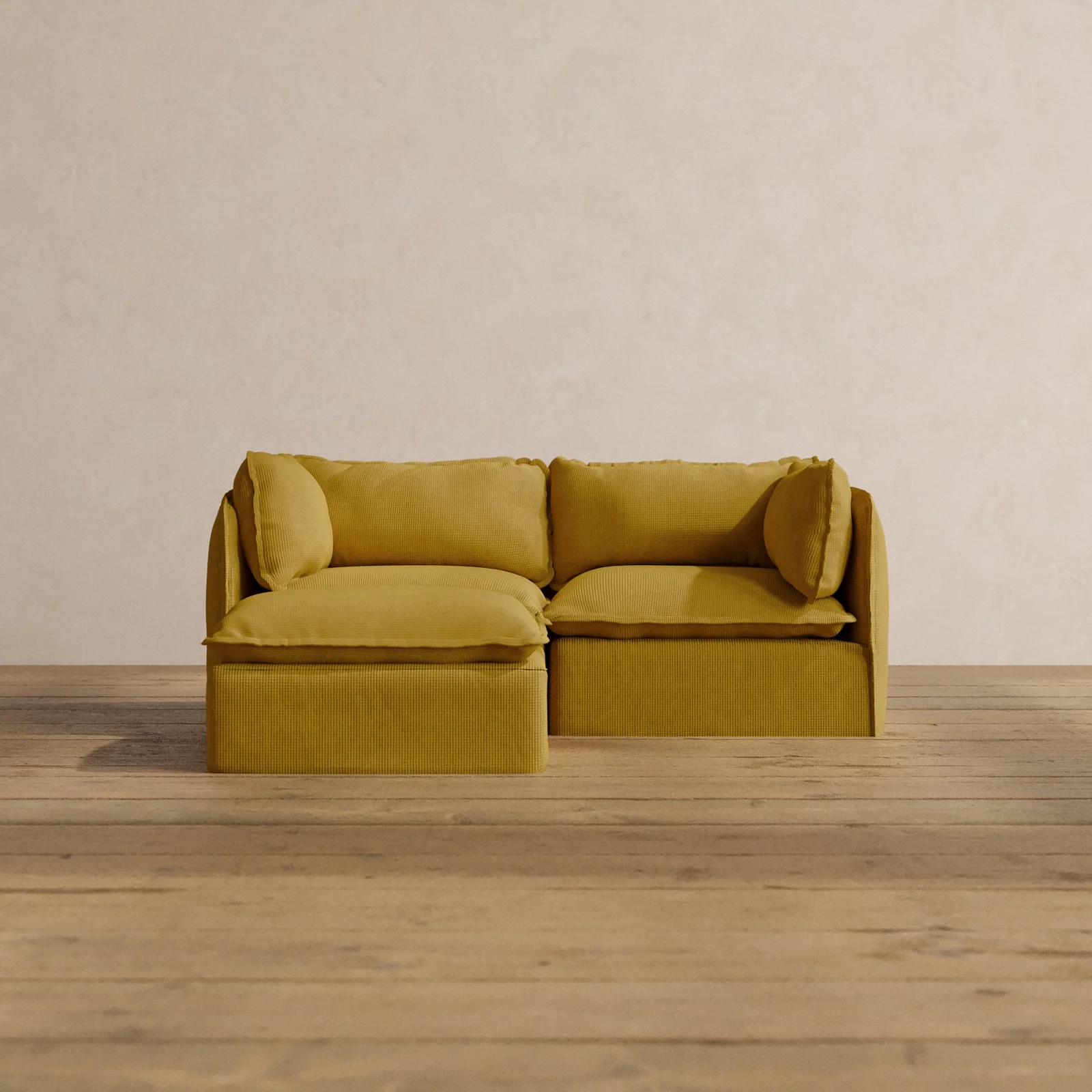 Modular Washable 2-Seater Sectional in Kiiro | Memorix+ Seat | Contour Pillow