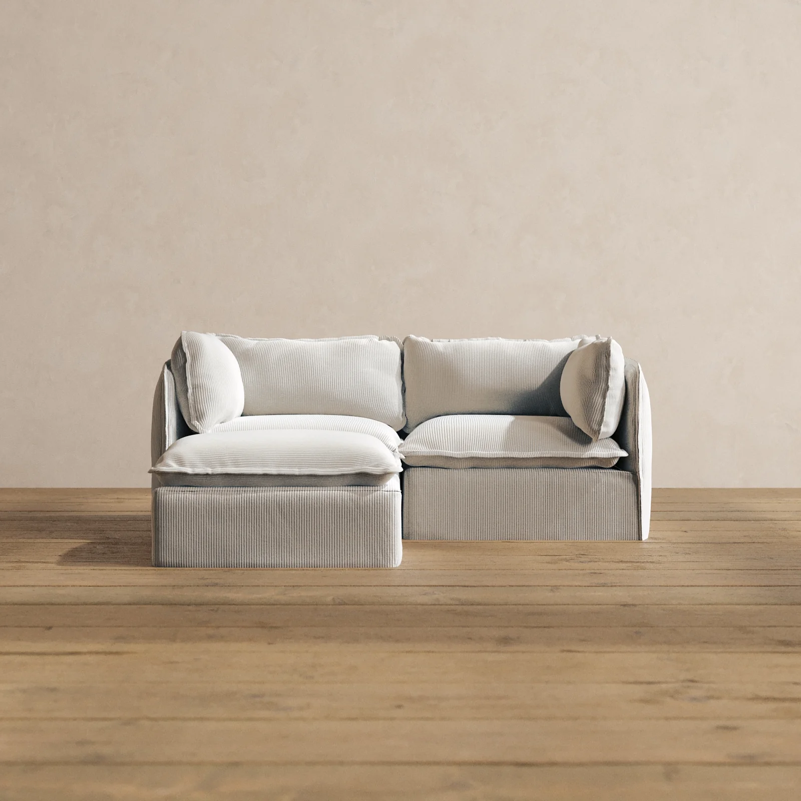 Modular Washable 2-Seater Sectional in Milk | Memorix+ Seat | Contour Pillow