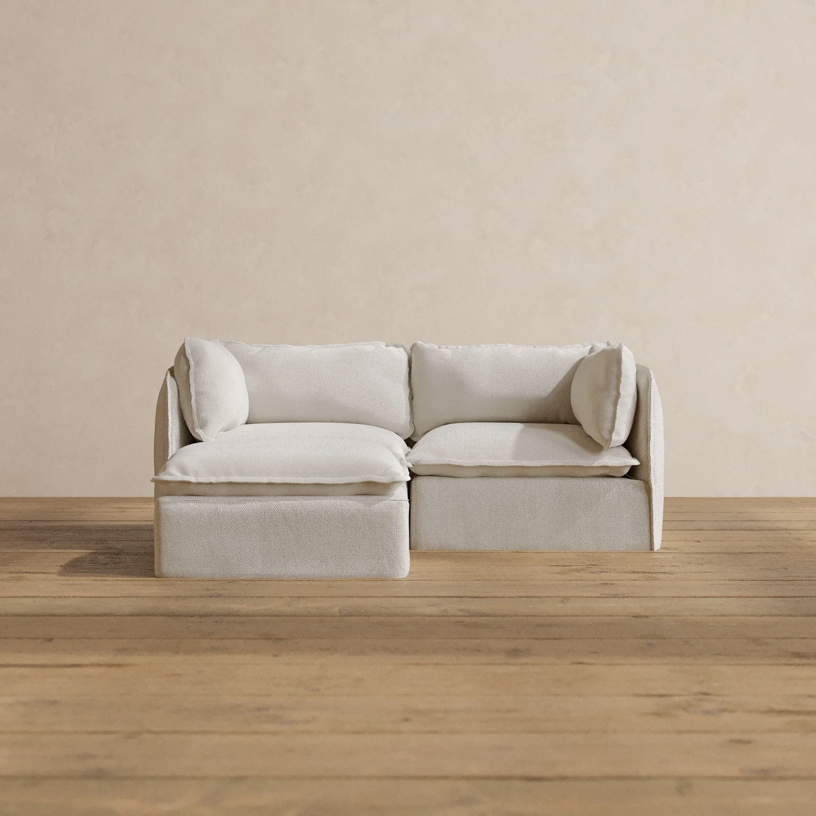 Modular Washable 2-Seater Sectional in Powder | Memorix+ Seat | Contour Pillow