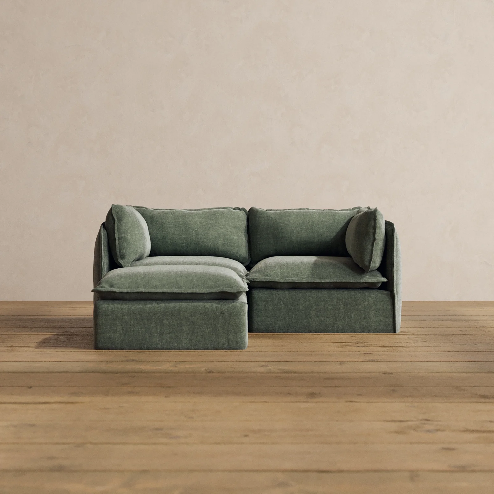 Modular Washable 2-Seater Sectional in Willow | Memorix+ Seat | Contour Pillow