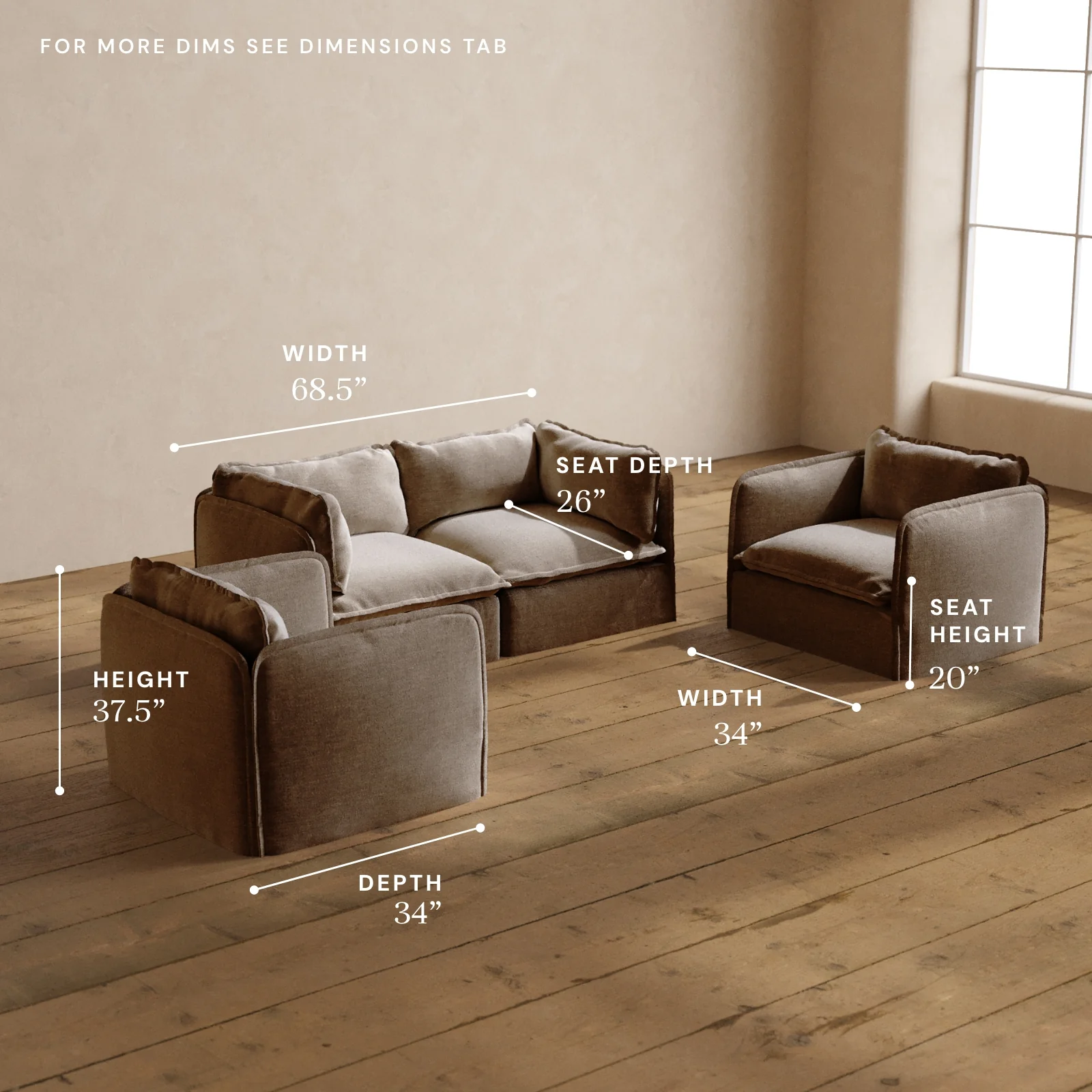 Modular Washable 2-Seater Sofa + Armchair Set in Mist | Memorix+ Seat | Contour Pillow - Image 5