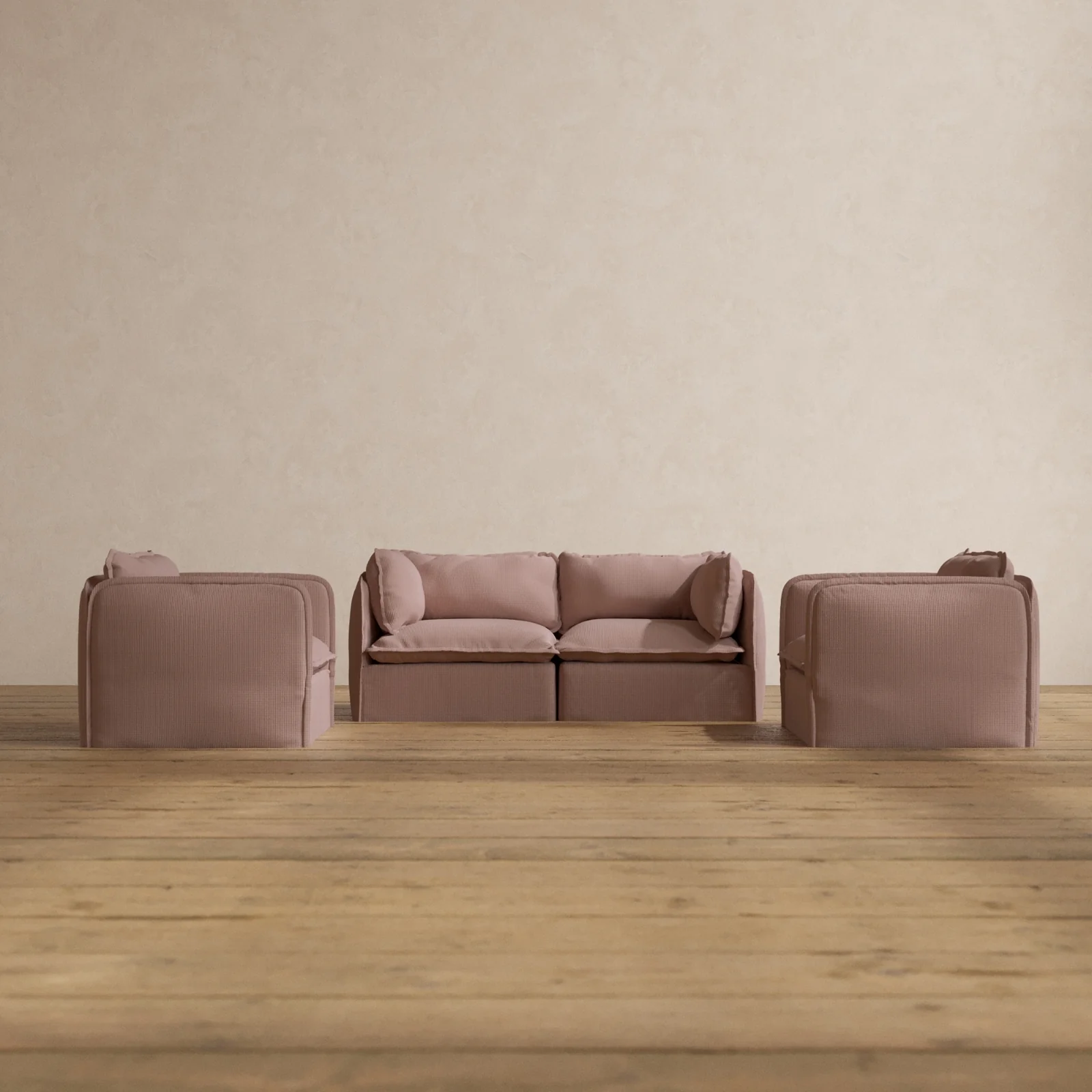 Modular Washable 2-Seater Sofa + Armchair Set in Sakura | Memorix+ Seat | Contour Pillow