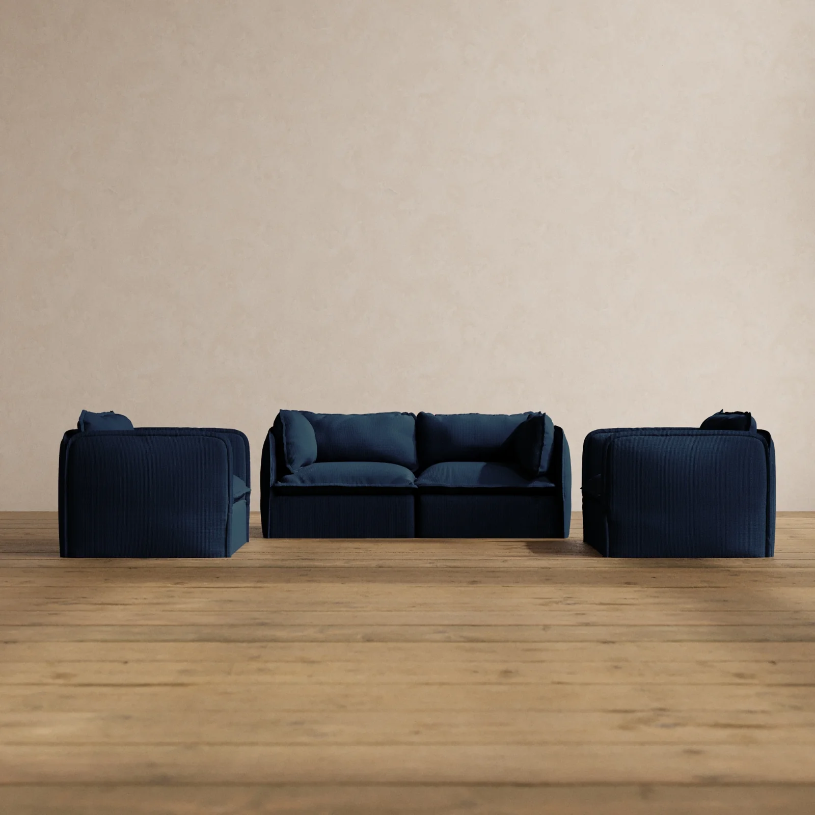Modular Washable 2-Seater Sofa + Armchair Set in Sumi | Deluxe+ Seat | Cloud Pillow