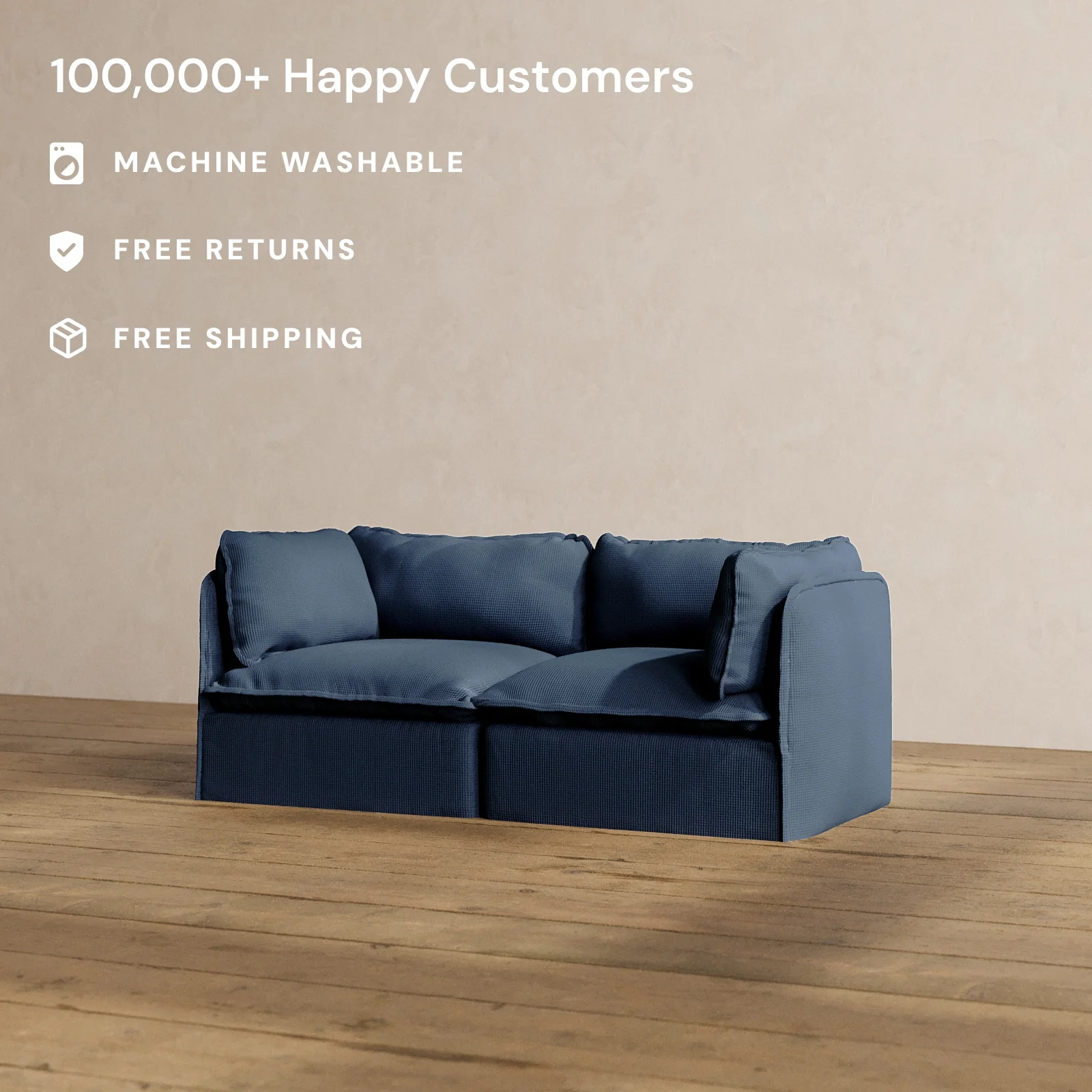 Modular Washable 2-Seater in Sumi | Deluxe+ Seat | Cloud Pillow - Image 2