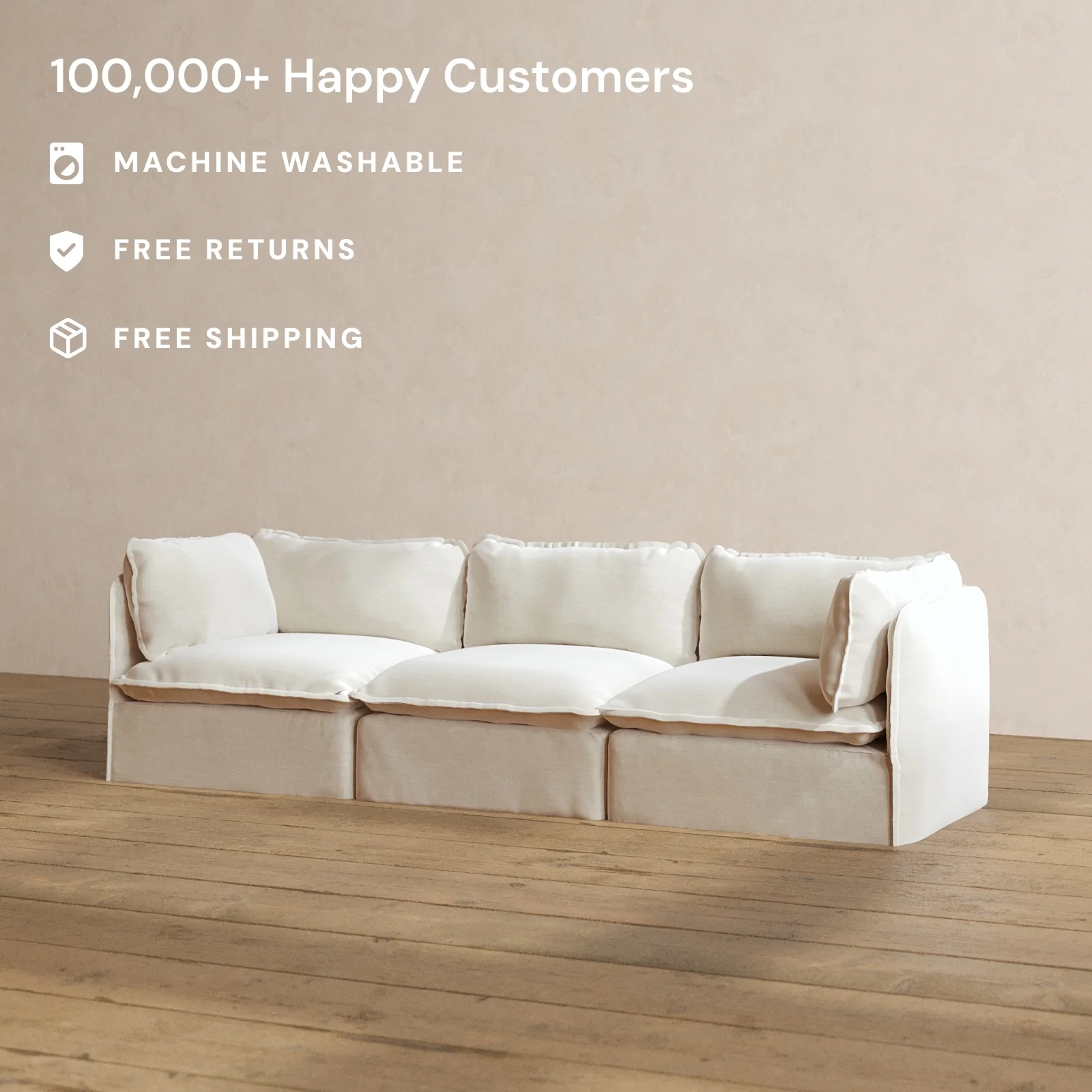 Modular Washable 3-Seater in Coco | Memorix+ Seat | Contour Pillow - Image 2