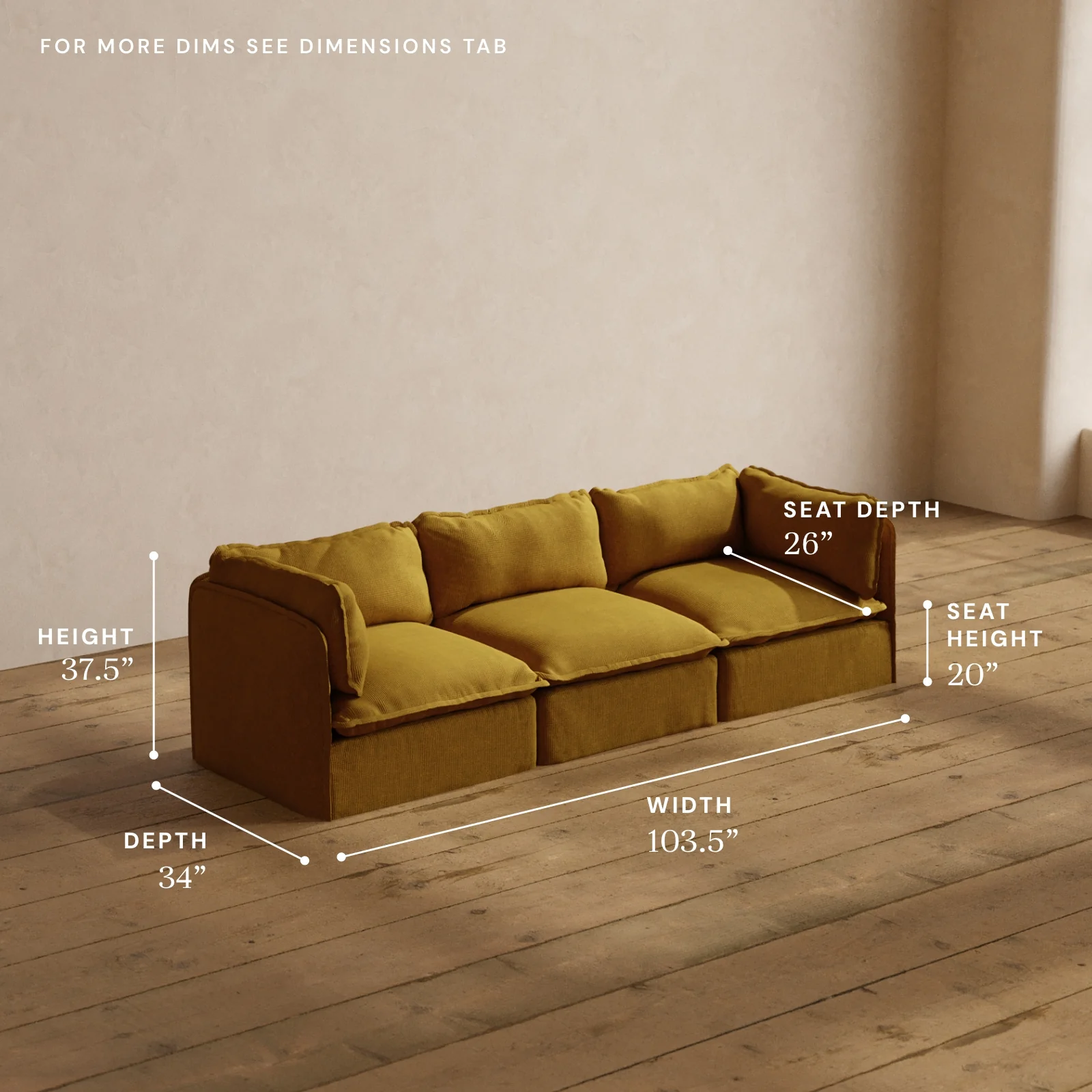 Modular Washable 3-Seater in Kiiro | Memorix+ Seat | Contour Pillow - Image 5