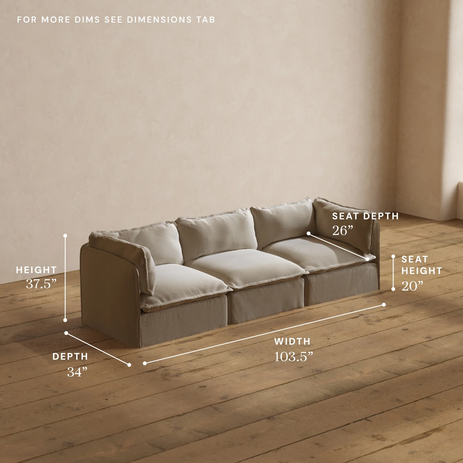 Modular Washable 3-Seater in Milk | Deluxe+ Seat | Cloud Pillow - Image 5