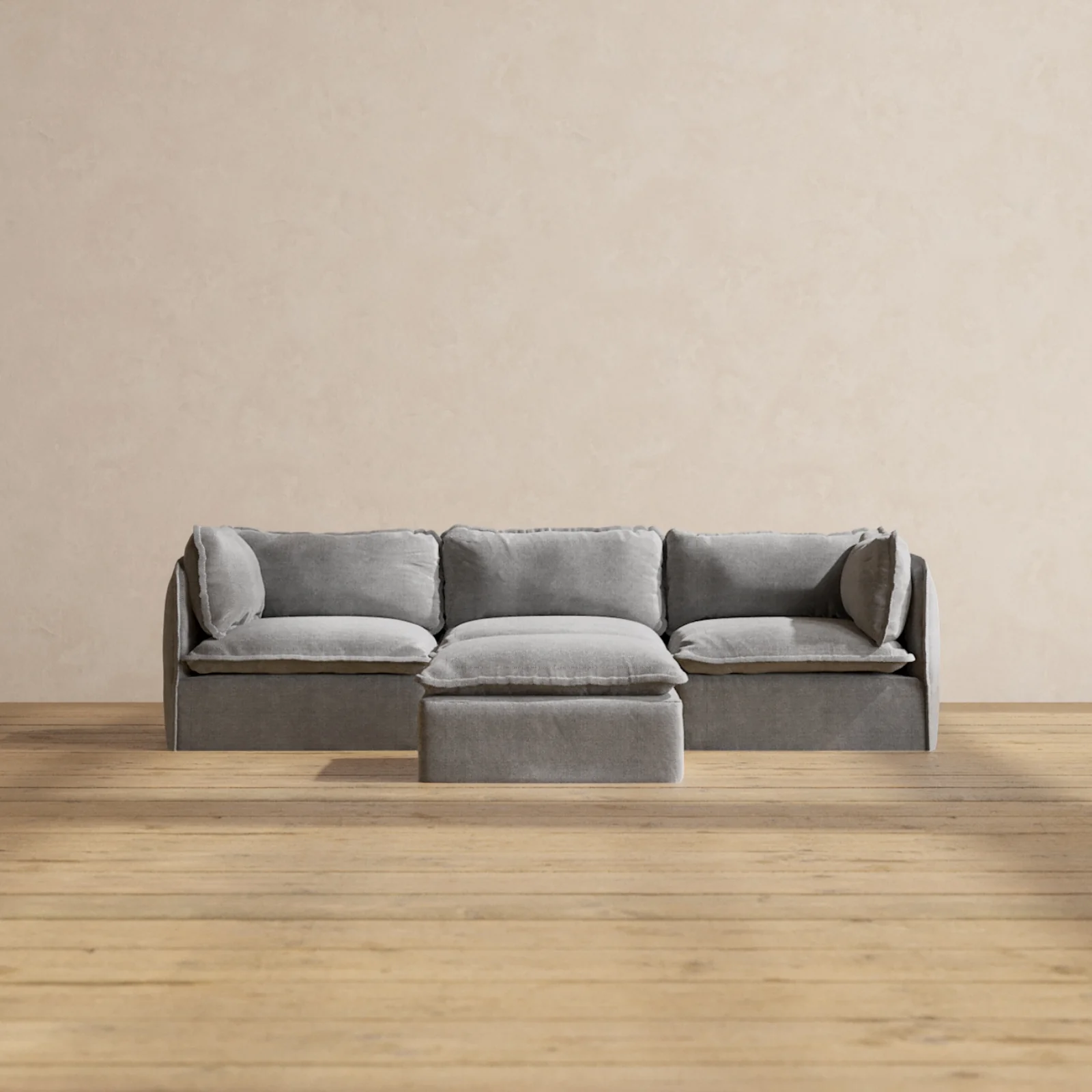 Modular Washable 3-Seater + Ottoman in Ash | Memorix+ Seat | Contour Pillow