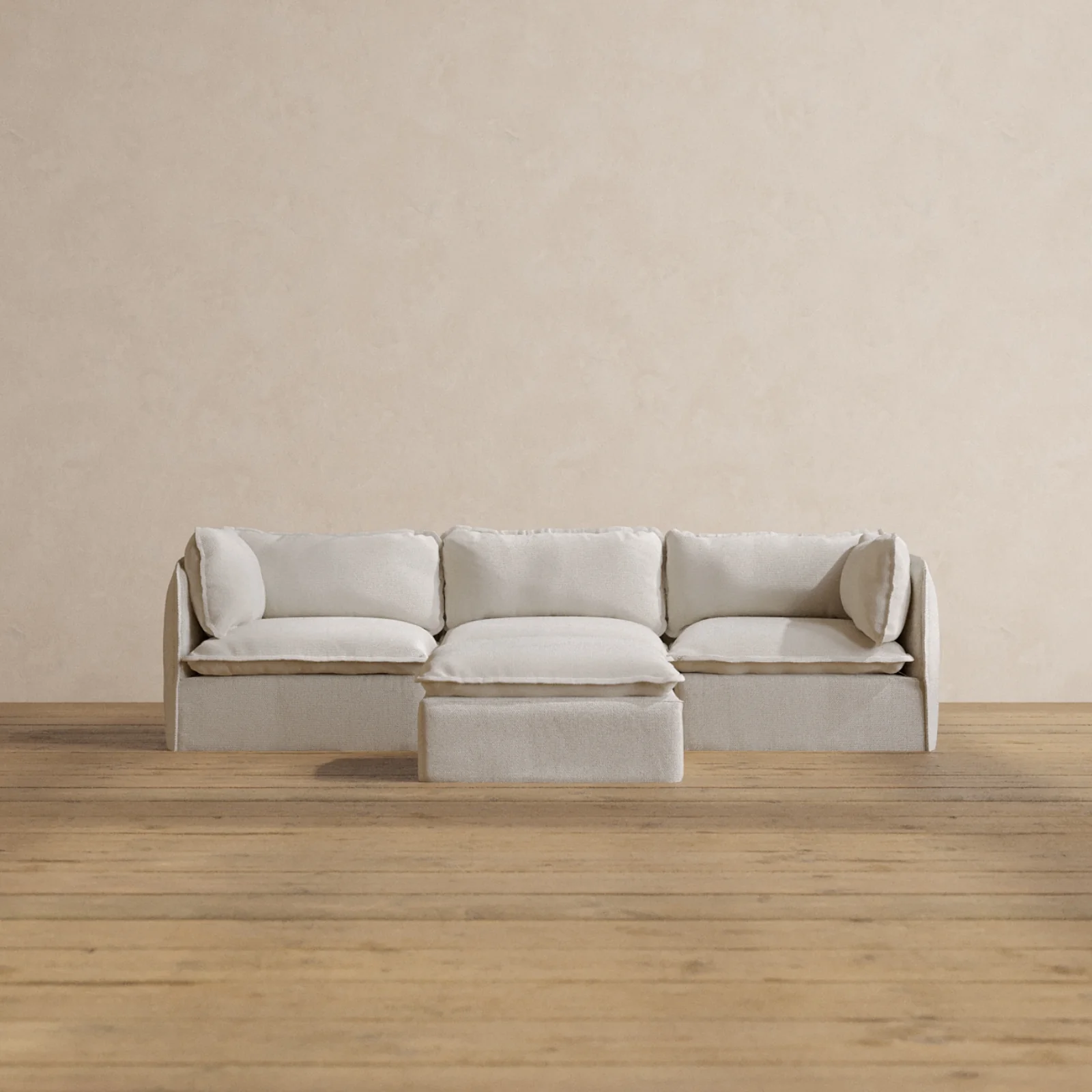 Modular Washable 3-Seater + Ottoman in Powder | Memorix+ Seat | Contour Pillow