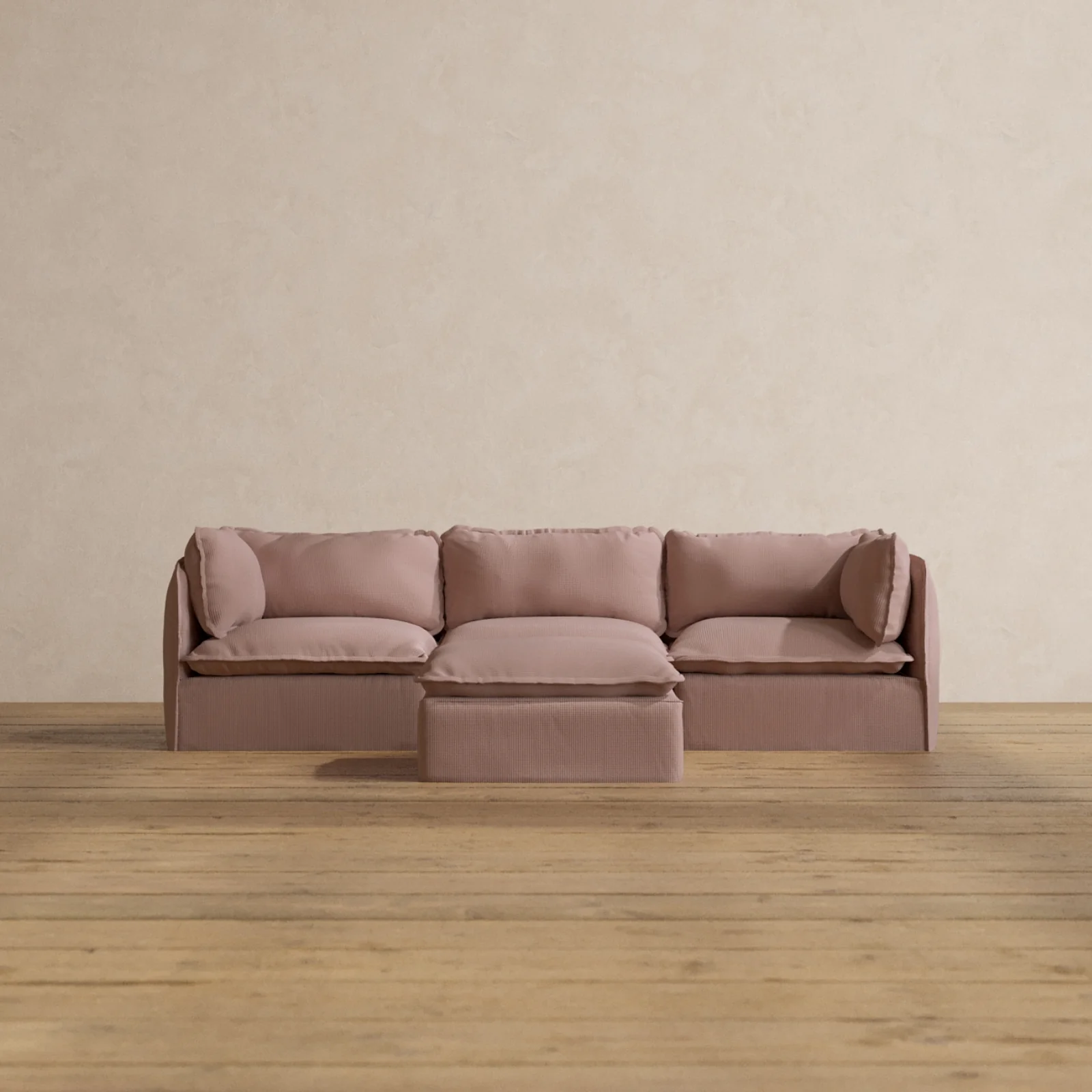 Modular Washable 3-Seater + Ottoman in Sakura | Memorix+ Seat | Contour Pillow