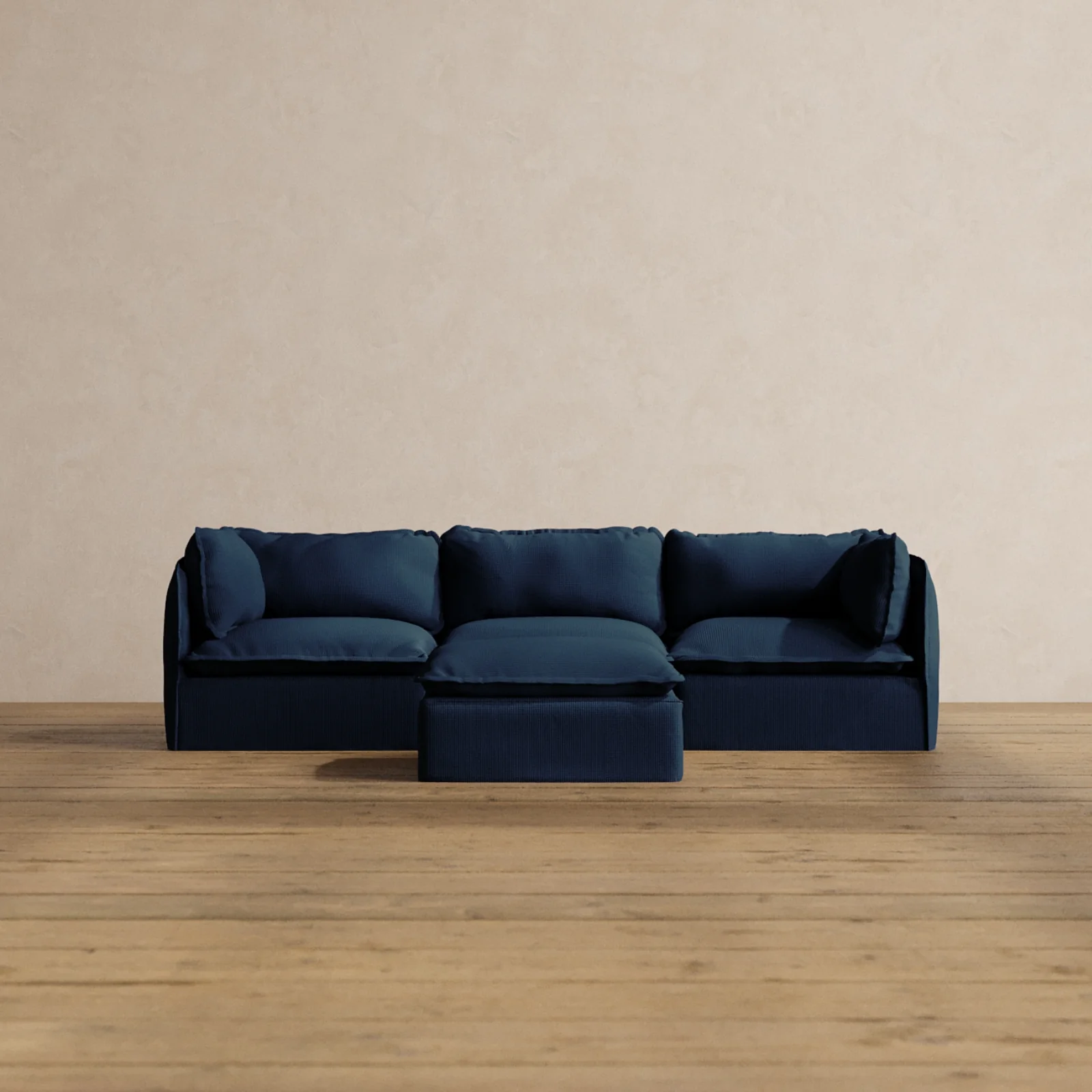Modular Washable 3-Seater + Ottoman in Sumi | Memorix+ Seat | Contour Pillow