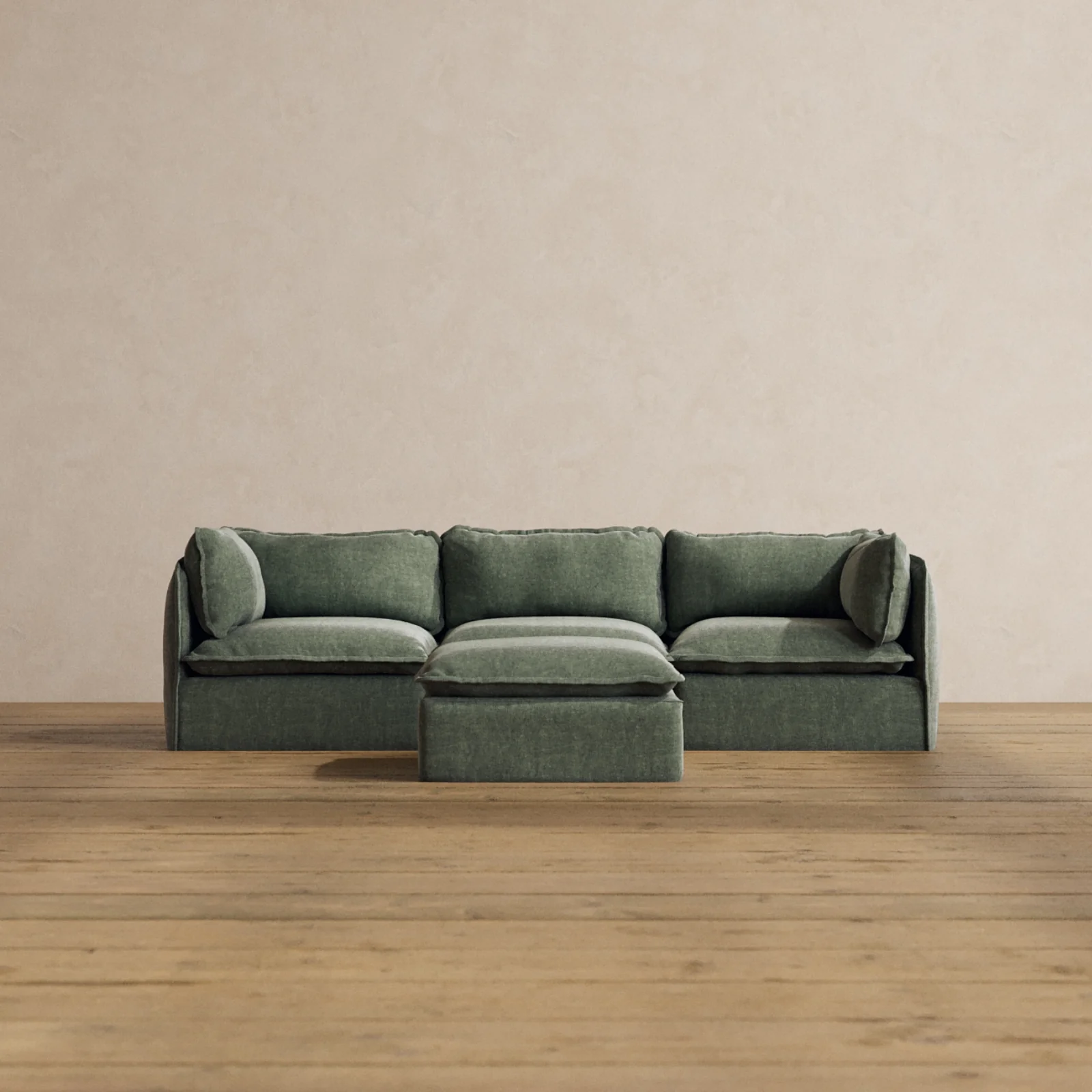 Modular Washable 3-Seater + Ottoman in Willow | Memorix+ Seat | Contour Pillow
