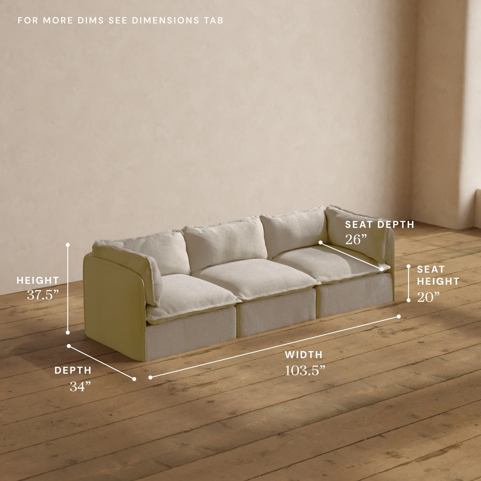 Modular Washable 3-Seater in Powder | Memorix+ Seat | Contour Pillow - Image 5