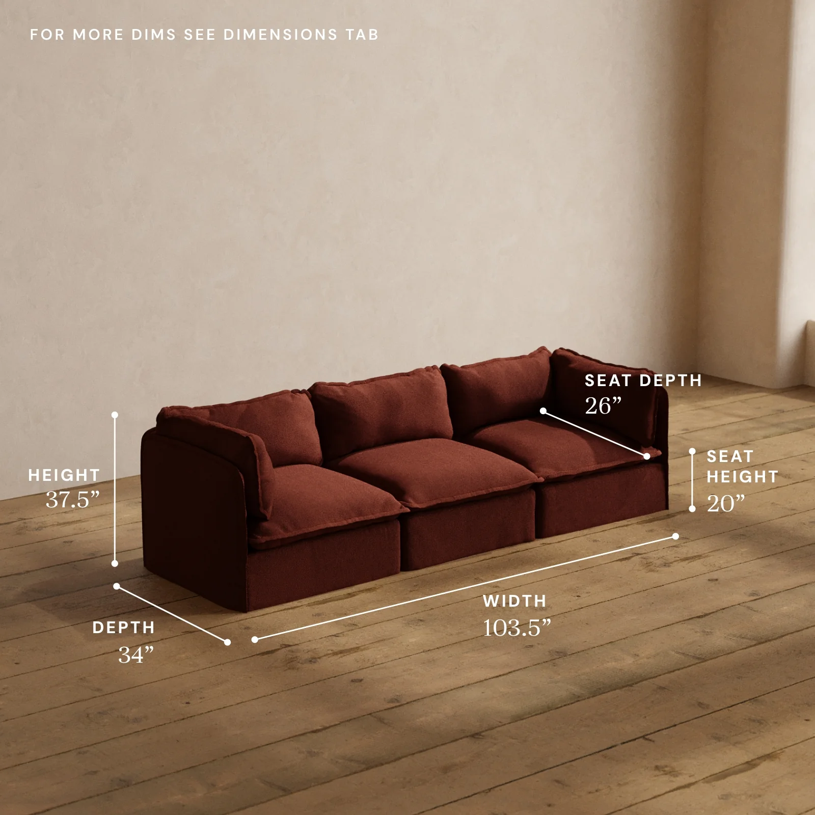 Modular Washable 3-Seater in Rust | Memorix+ Seat | Contour Pillow - Image 5