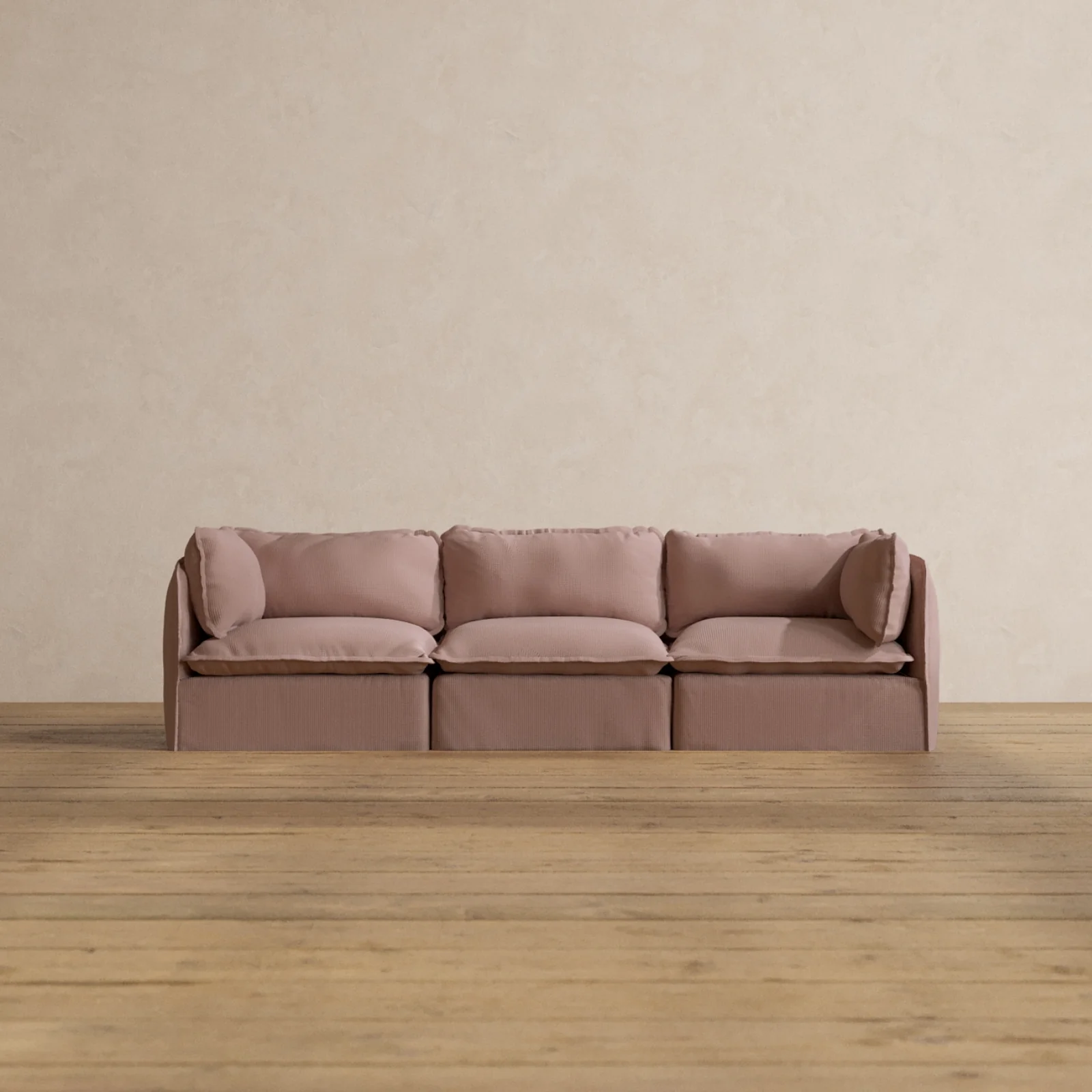 Modular Washable 3-Seater in Sakura | Deluxe+ Seat | Cloud Pillow