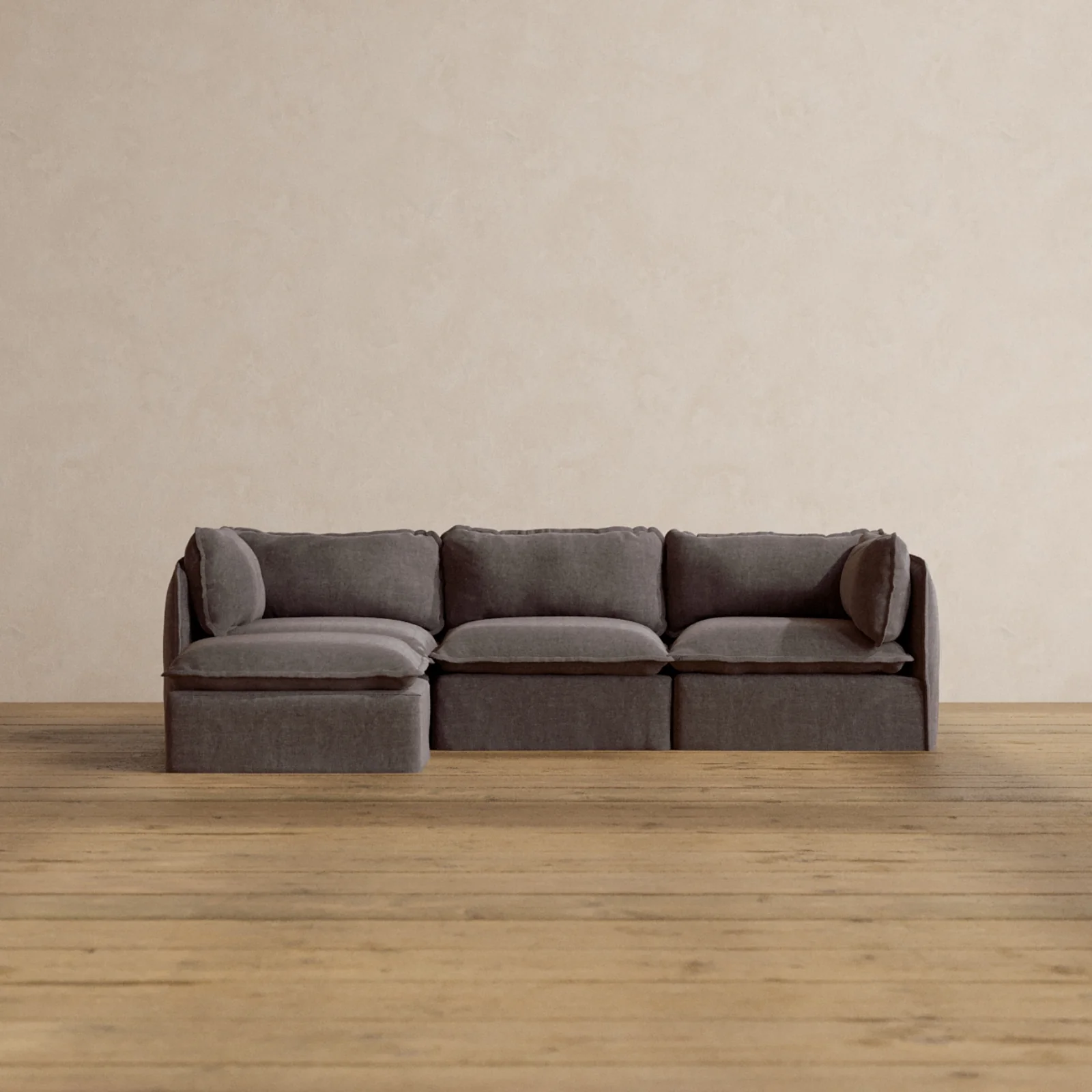 Modular Washable 3-Seater Sectional in Caviar | Deluxe+ Seat | Cloud Pillow