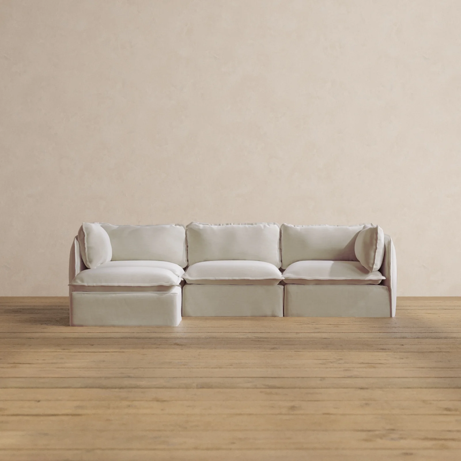 Modular Washable 3-Seater Sectional in Coco | Deluxe+ Seat | Cloud Pillow