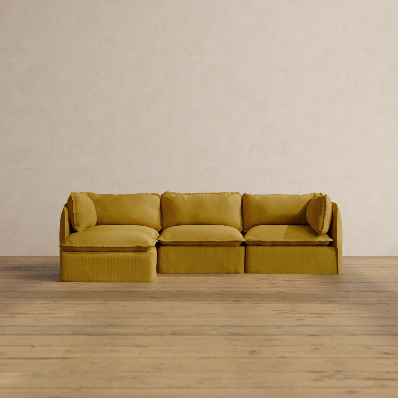 Modular Washable 3-Seater Sectional in Kiiro | Memorix+ Seat | Contour Pillow