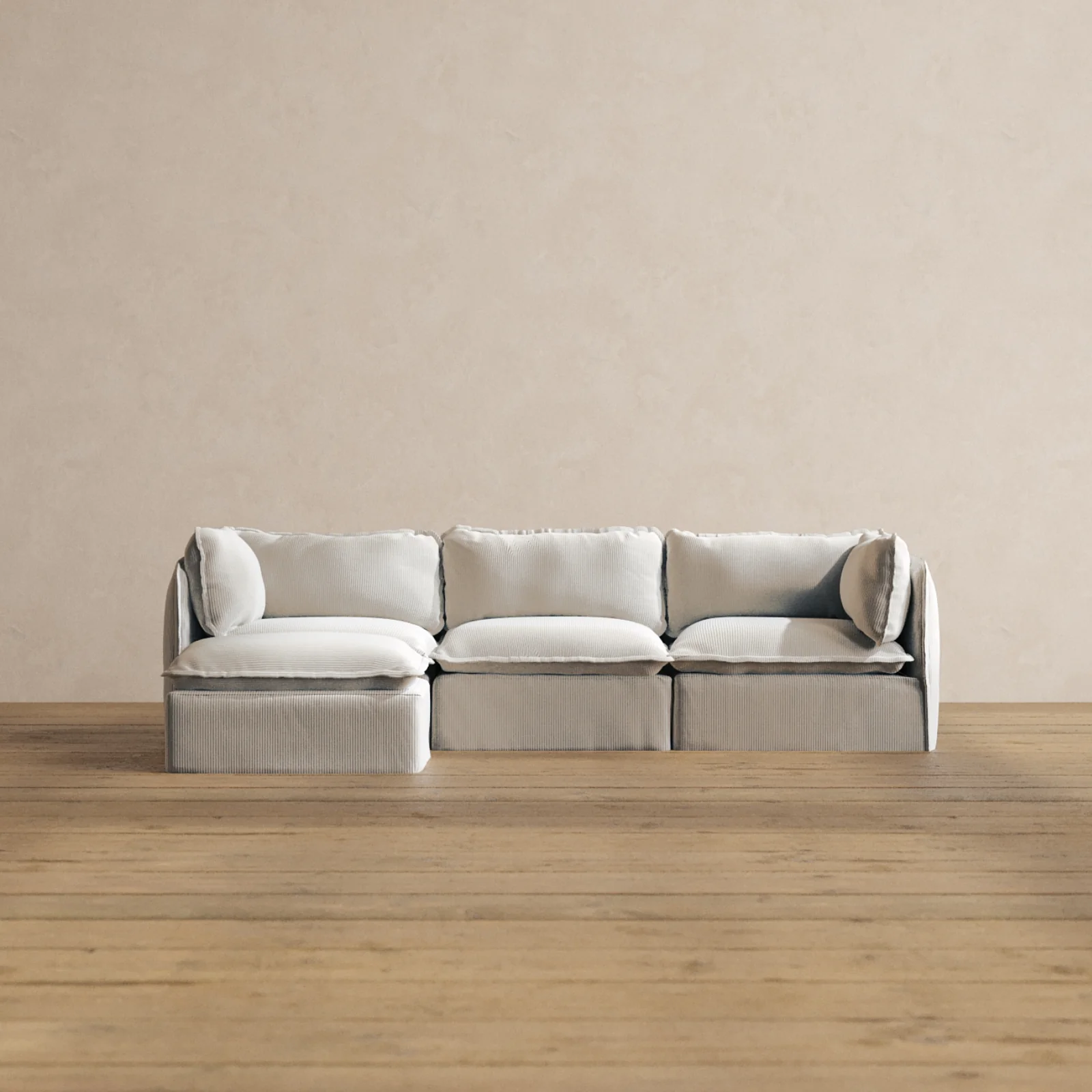 Modular Washable 3-Seater Sectional in Milk | Memorix+ Seat | Contour Pillow