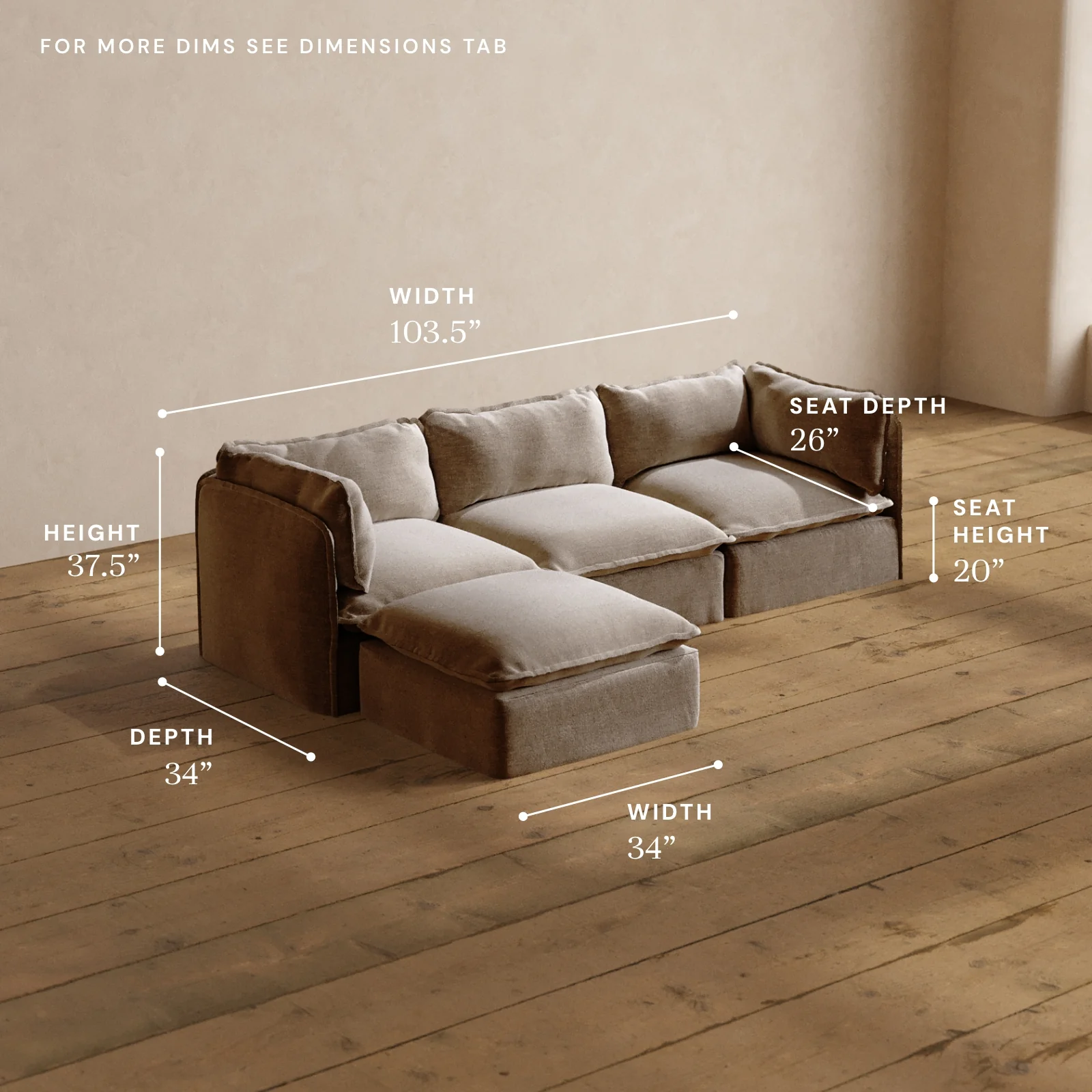 Modular Washable 3-Seater Sectional in Mist | Deluxe+ Seat | Cloud Pillow - Image 5
